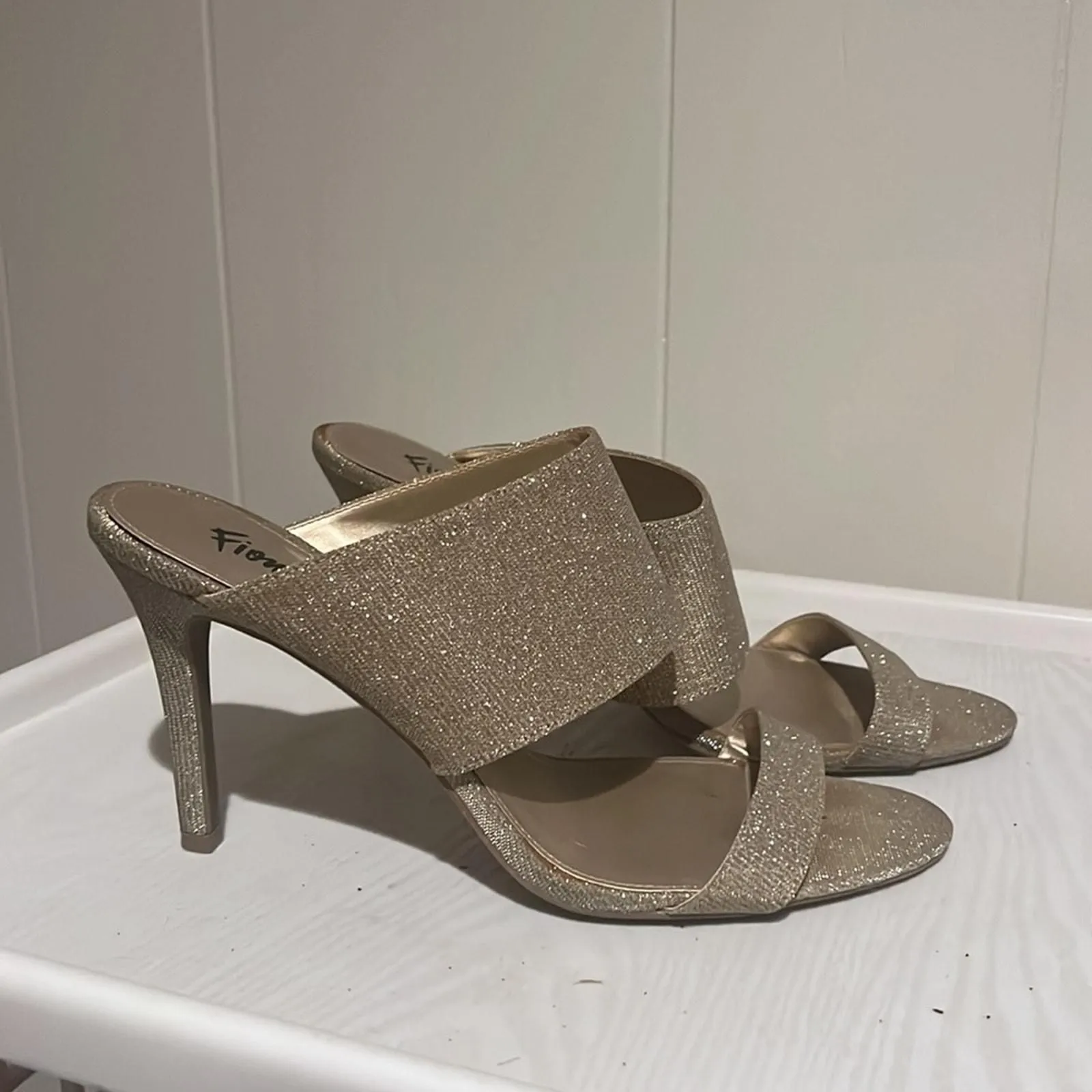 Product image for Gold Sparkle Slide Heels