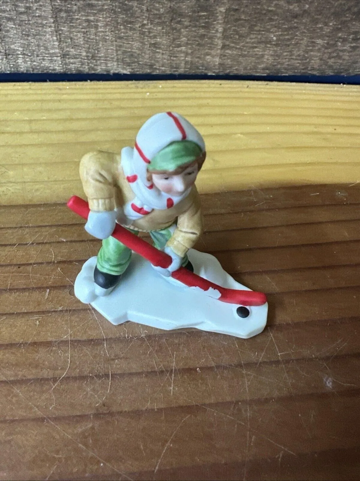 Product image for Lefton Colonial Village Figurine 1992 00660 Stanley Reid Hockey Boy Christmas