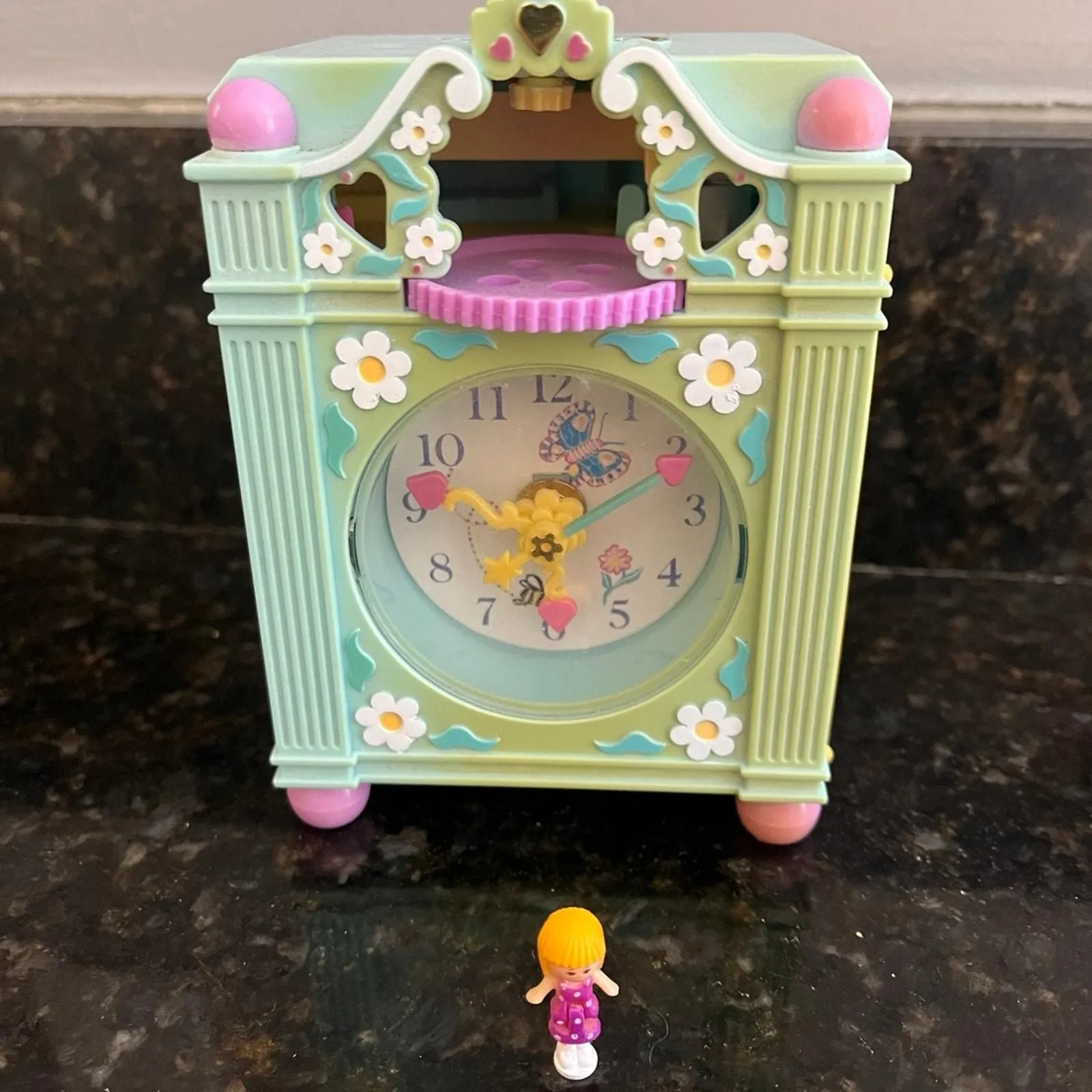 Product image for Vintage Bluebird Polly Pocket Angel Pocket Fantime Clock Blue W/Doll Works