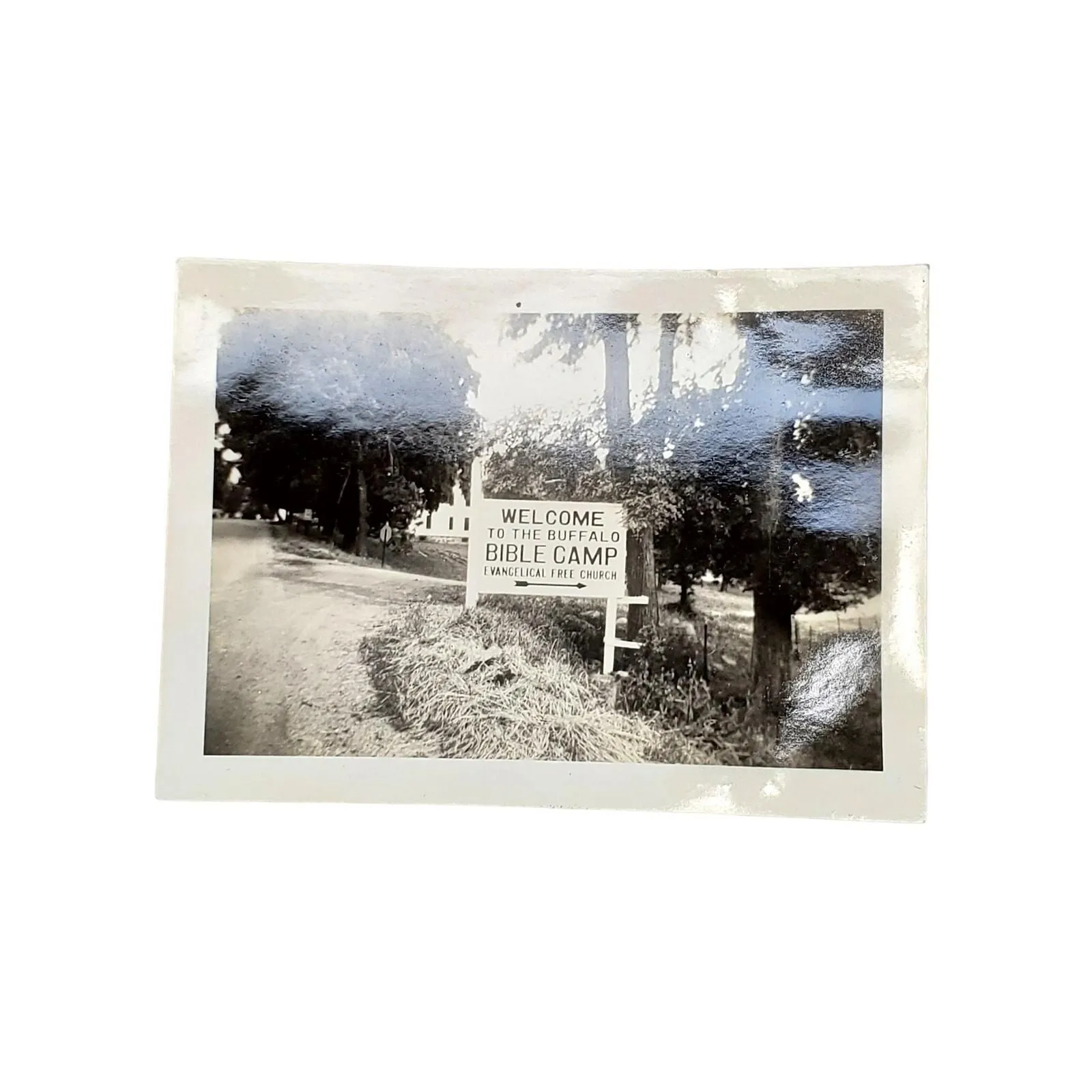 Product image for Vtg Welcome to The Buffalo Bible Camp Sign Original Monochrome Photography Found