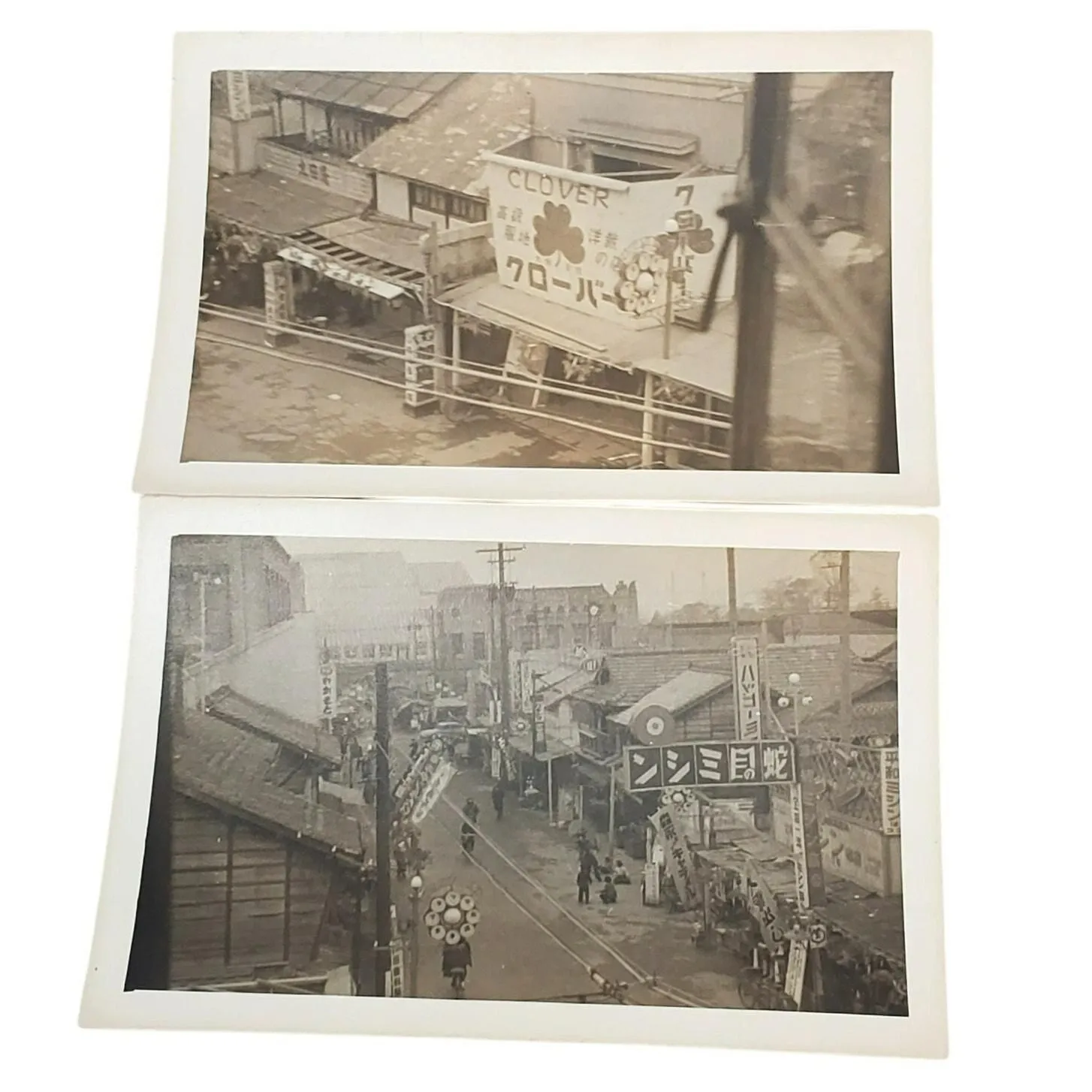 Product image for Vtg Monochromatic Asian Market Street Clover Store Lot of 2 B&W Photos 3 x 4.75"
