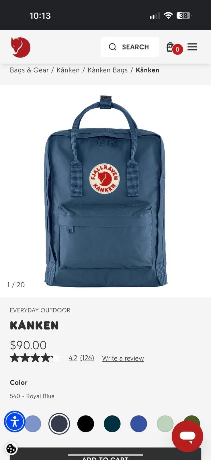 Product image for FjallRaven kanken NWT royal blue