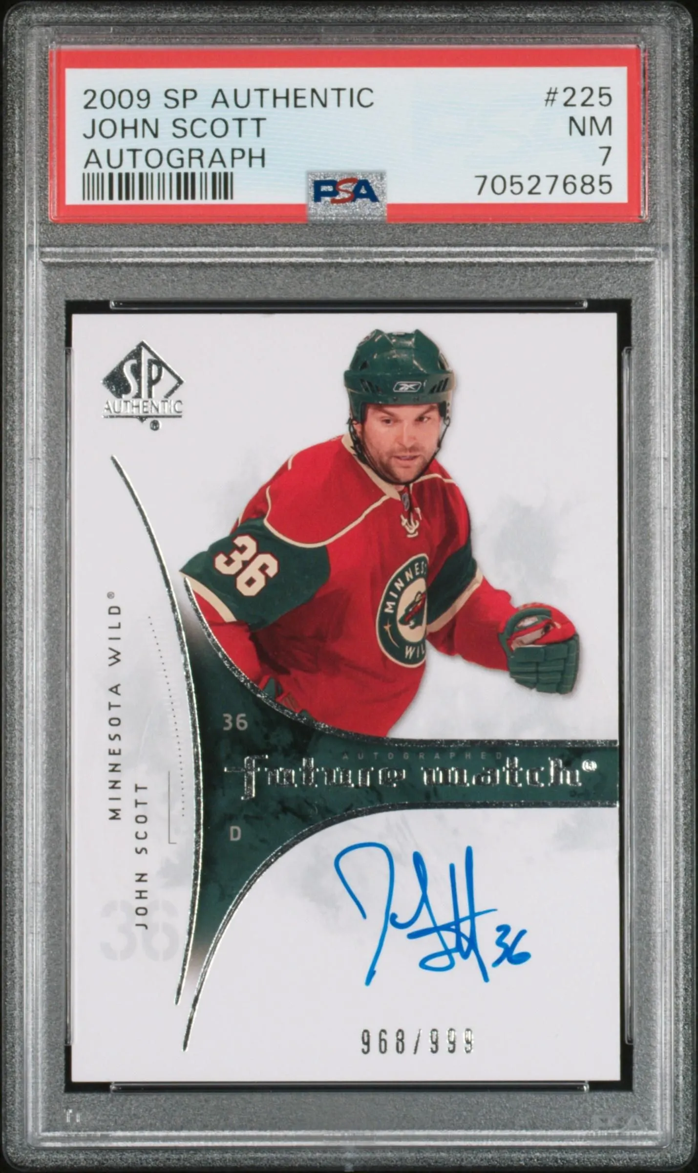 Product image for 2009-10 SP Authentic John Scott Future Watch Auto /999  Rookie RC #225 PSA 7