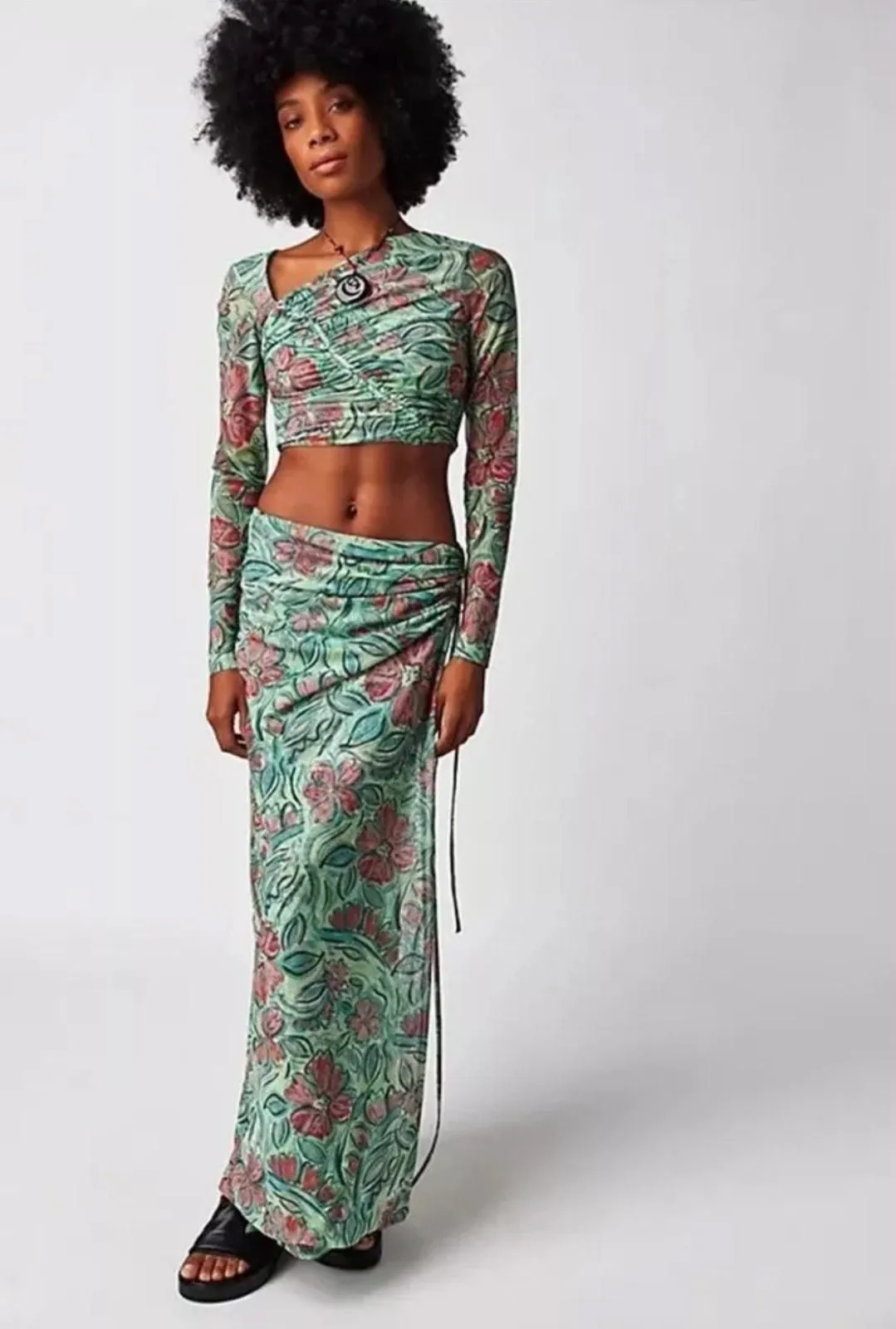 Product image for NWOT Free People Supernova Set Watermelon Combo Crop Top Wrap Skirt Size S