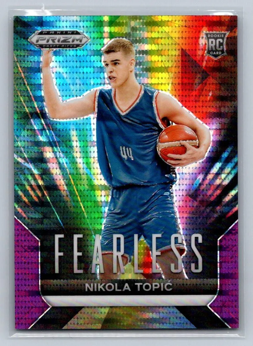 Product image for 2024 Panini Prizm Draft Nikola Topic Fearless Purple Pulsar Rookie /55 Thunder