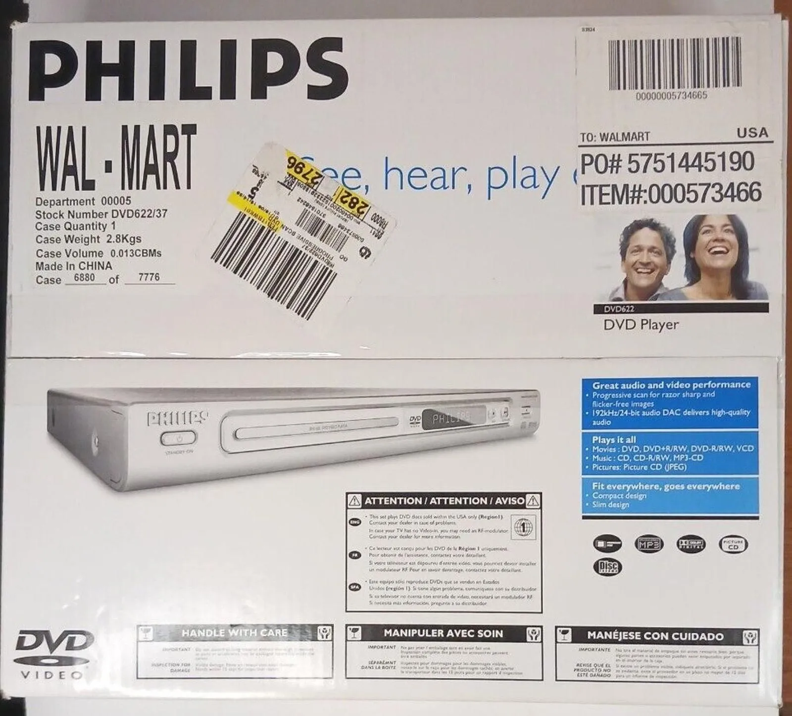 Product image for Philips DVD Player Factory Sealed New Model DVD622/37 Remote Control