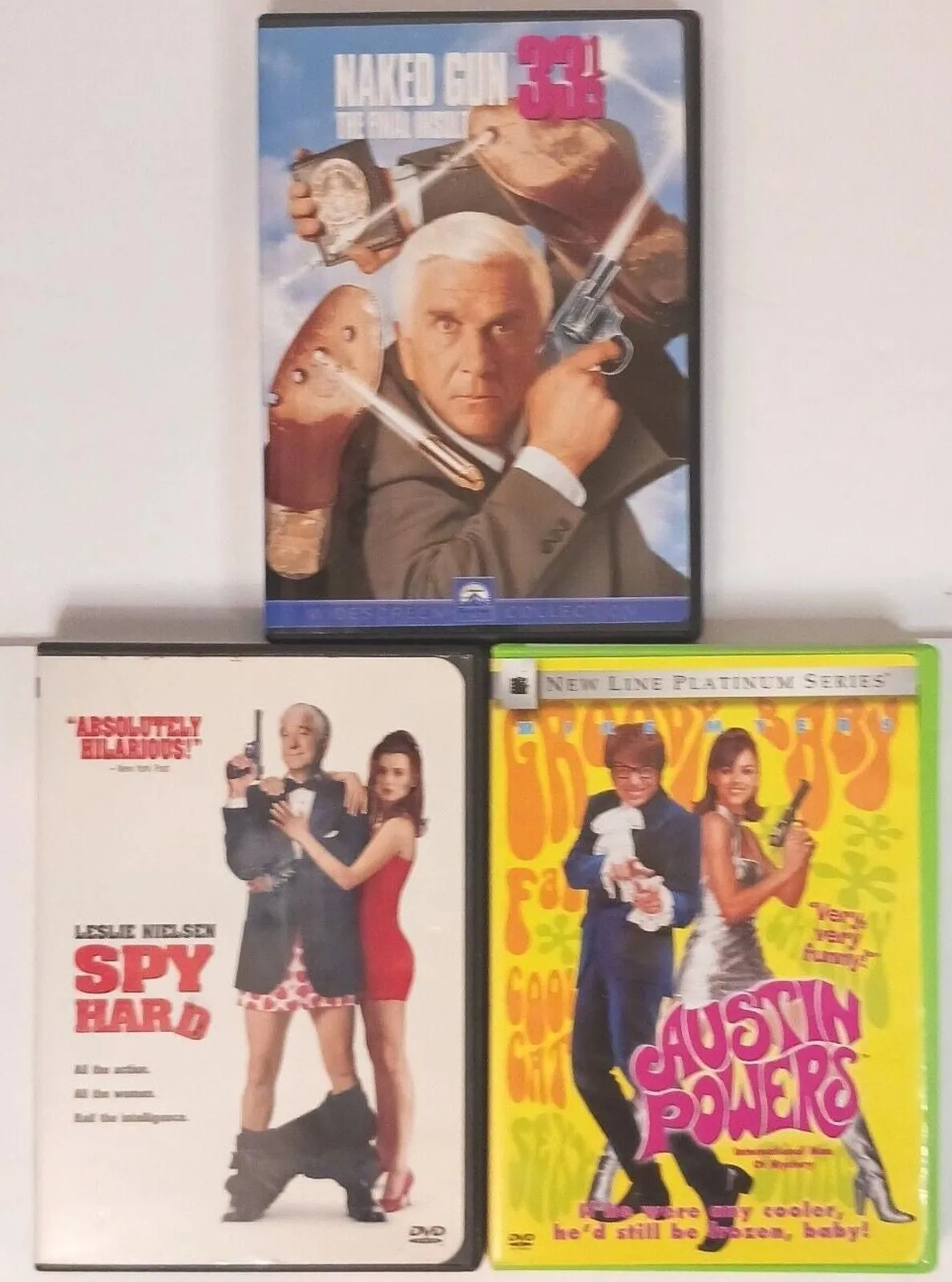 Product image for DVD Leslie Nielson Two Comedies Naked Gun 33 1/3 Spy Hard Bonus Austin Powers