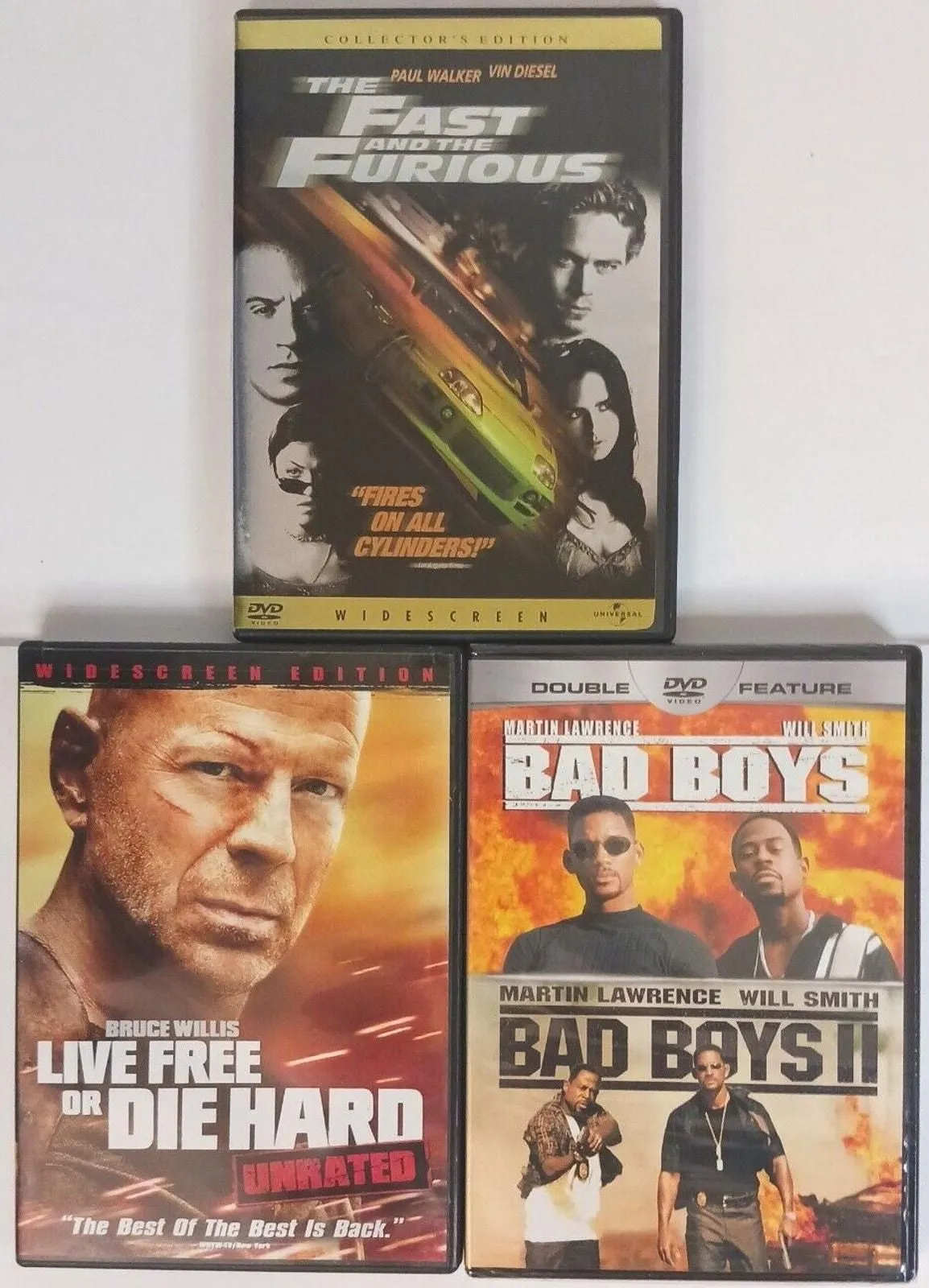 Product image for DVD Fast And The Furious Live Free Or Die Hard Bad Boys Bad Boys II 4 DVDs