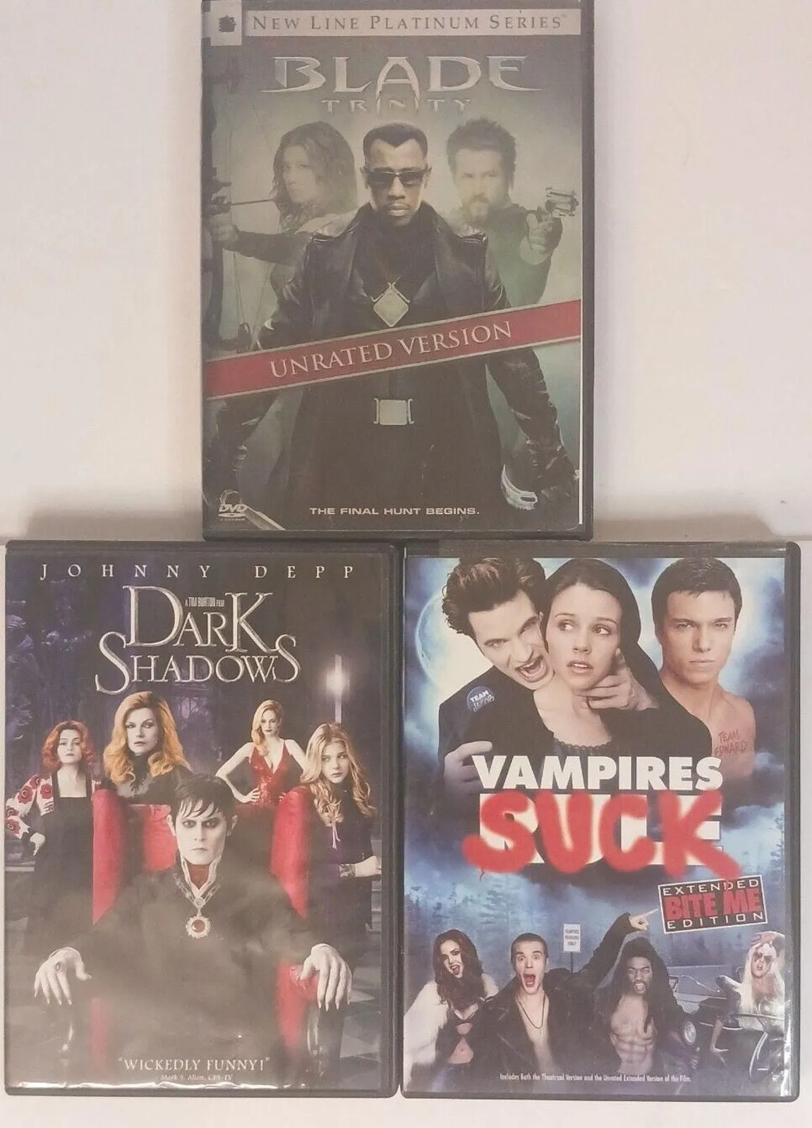 Product image for DVD Action Comedy Blade Trinity Dark Shadows Vampires Suck Wesley Snipes