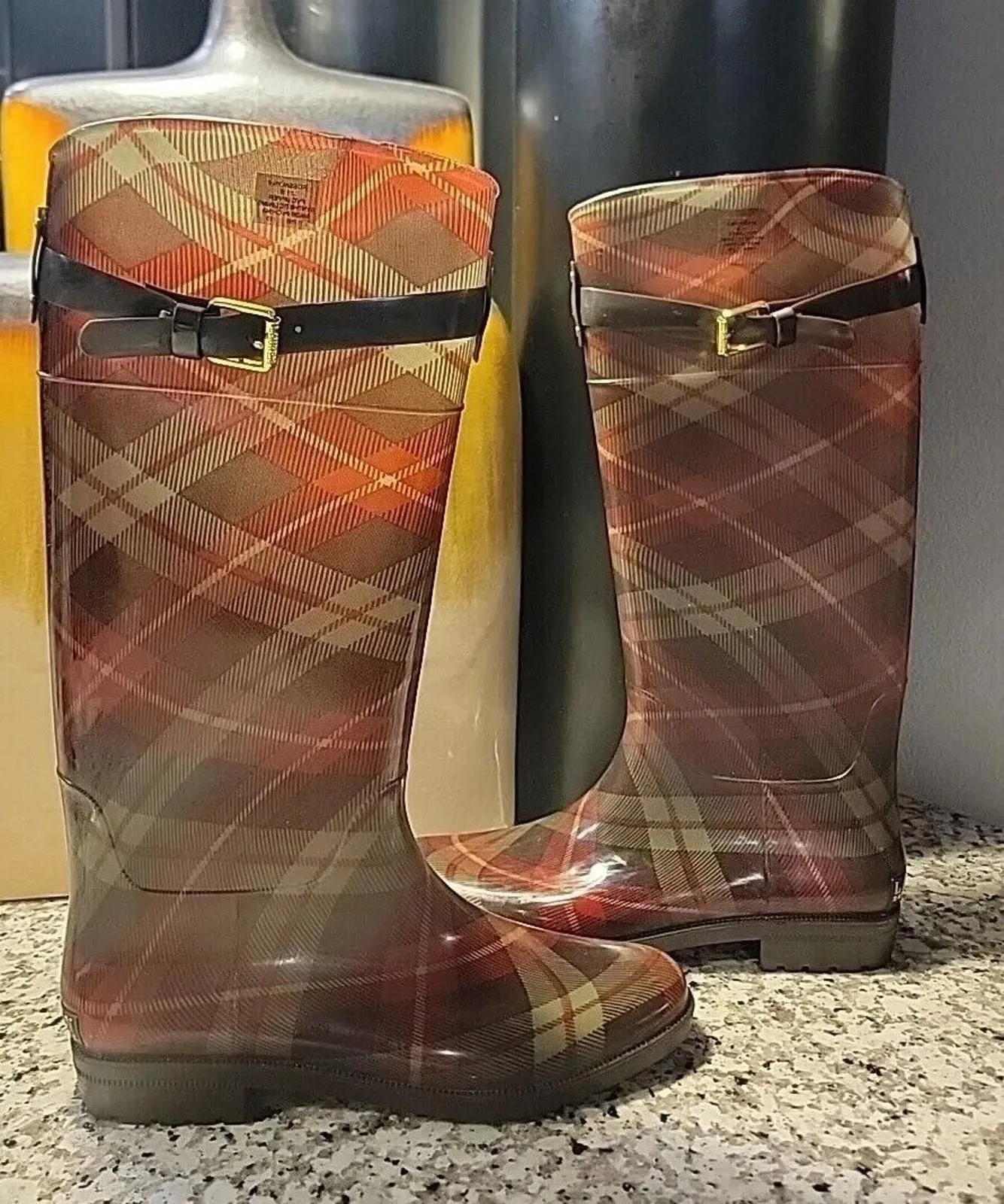 Product image for Lauren Ralph Lauren Womens Rossalyn II Plaid Tall Red Boots Size 11