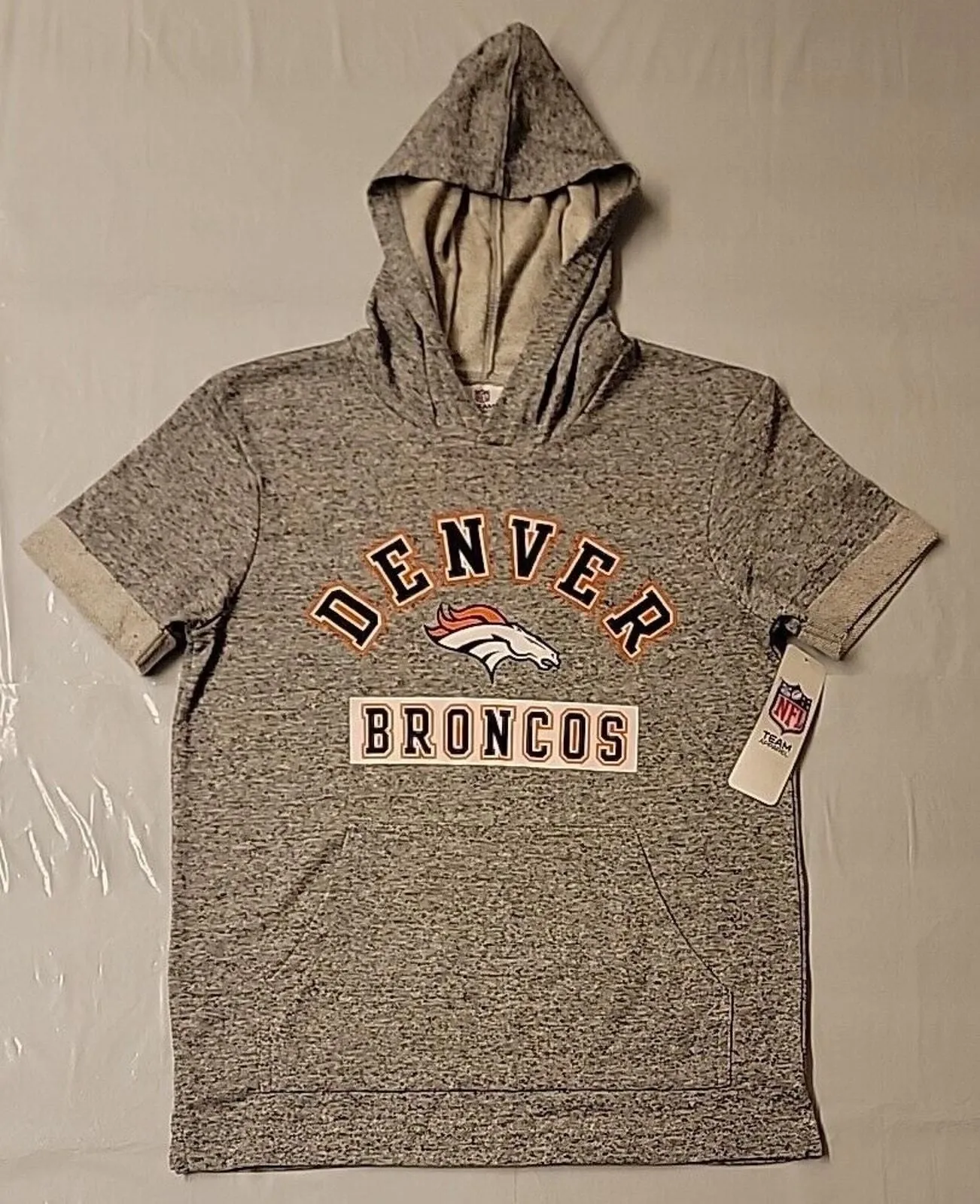 Product image for NBA Youth Denver Broncos NFL Short Sleeve Pullover Hoodie Sweatshirt Gray Size L