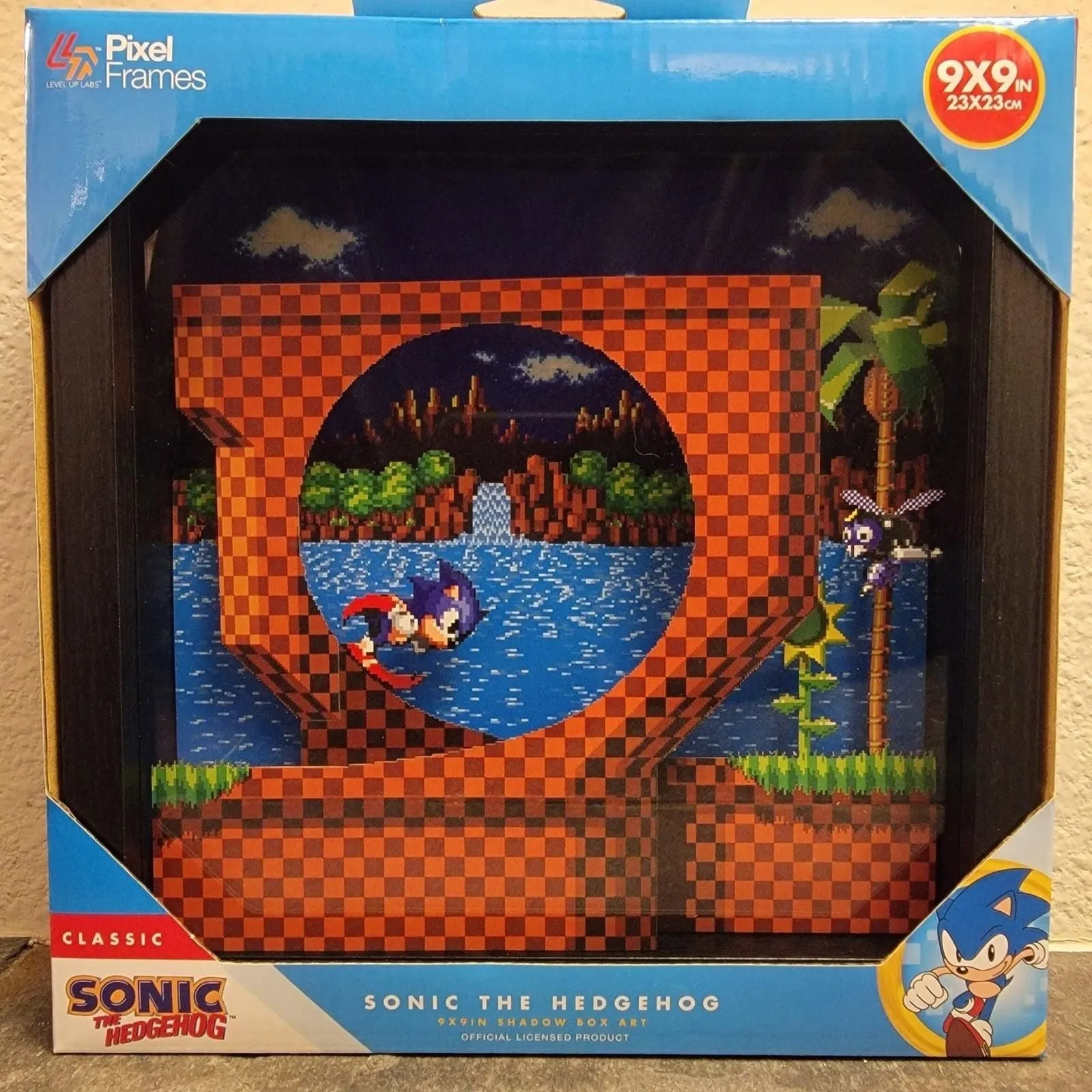 Pixel Frames Sonic The Hedgehog Loop Scene Shadow Box Art – 9x9, Officially Licensed