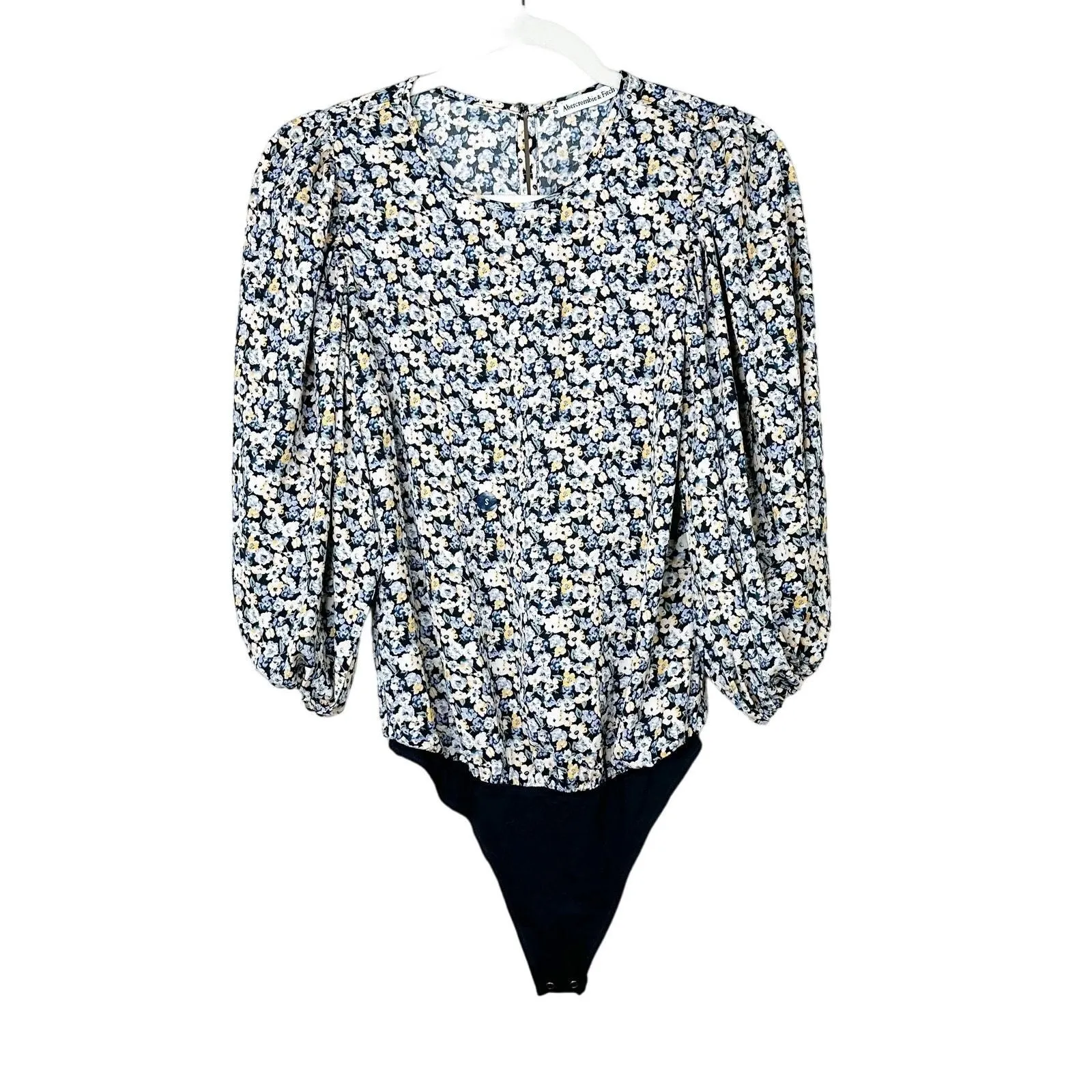 Product image for Abercrombie & Fitch NWT Blue Yellow Floral Scoop Pullover Thong Bodysuit Small - New with Tags - Tops - Abercrombie & Fitch