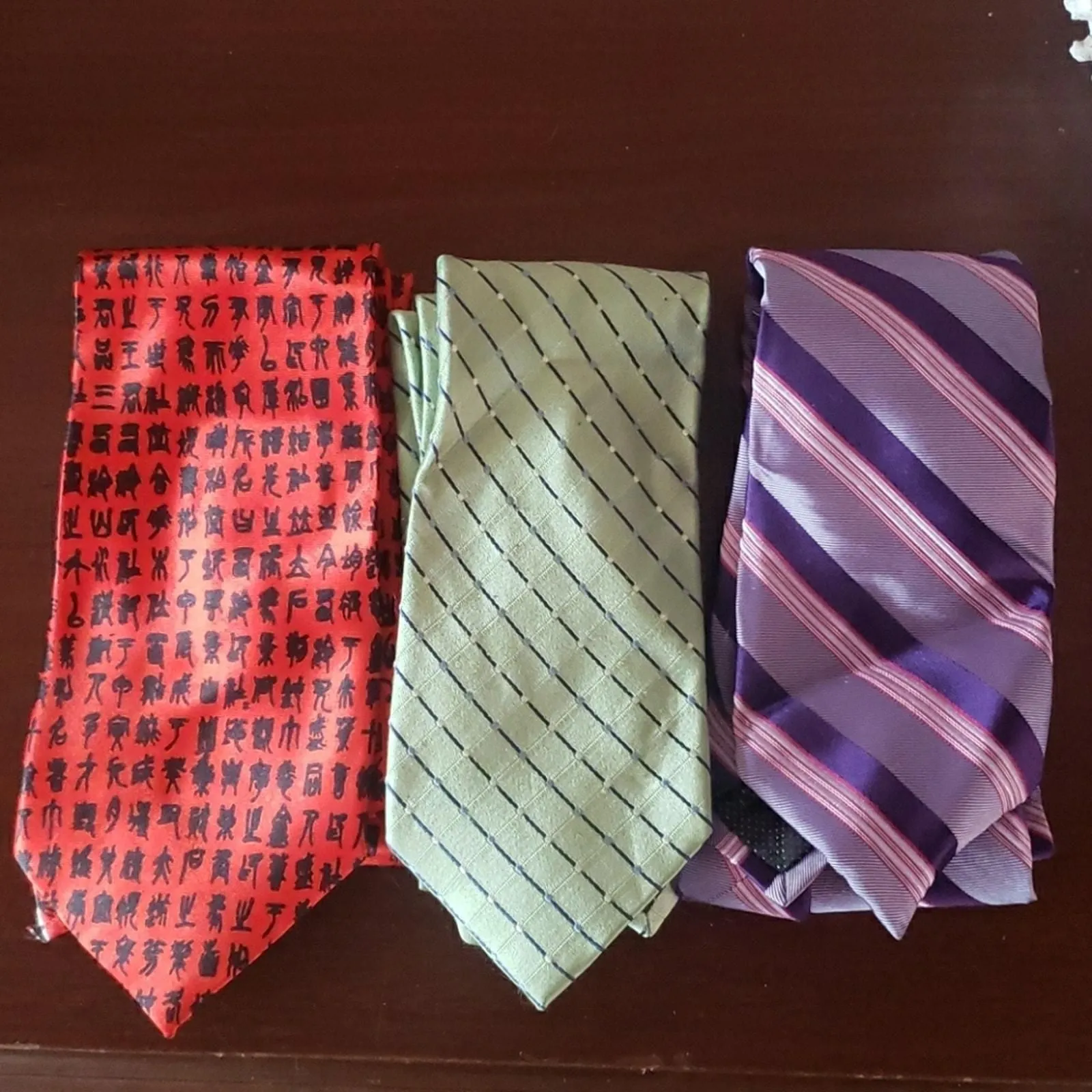 Product image for Lot of 3 Designer Ties Michael Kors Geoffrey Beane Herun Silk purple red green