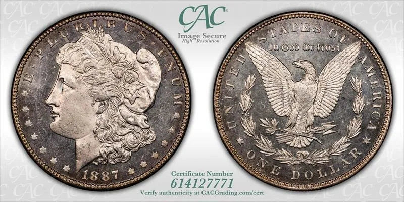 Product image for 1887 $1 CACG MS64DMPL - Coins, U.S. currency - Silver - Proof-Like - true - PCGS & CAC