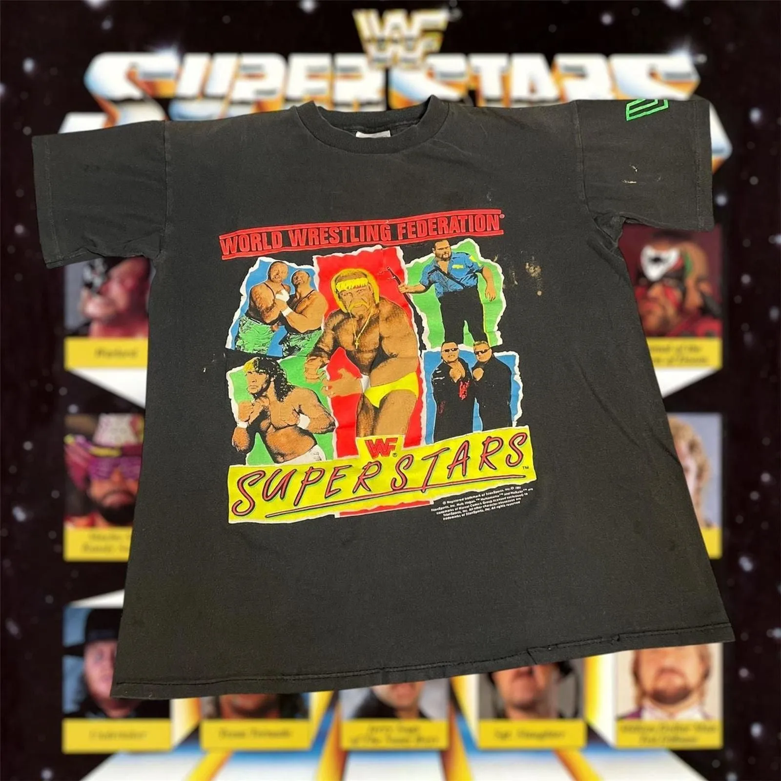Product image for VTG 1991 WWF Hulk Hogan The Nasty Boys Big Boss Man Bushwhackers Wrestling Tee - American Vintage