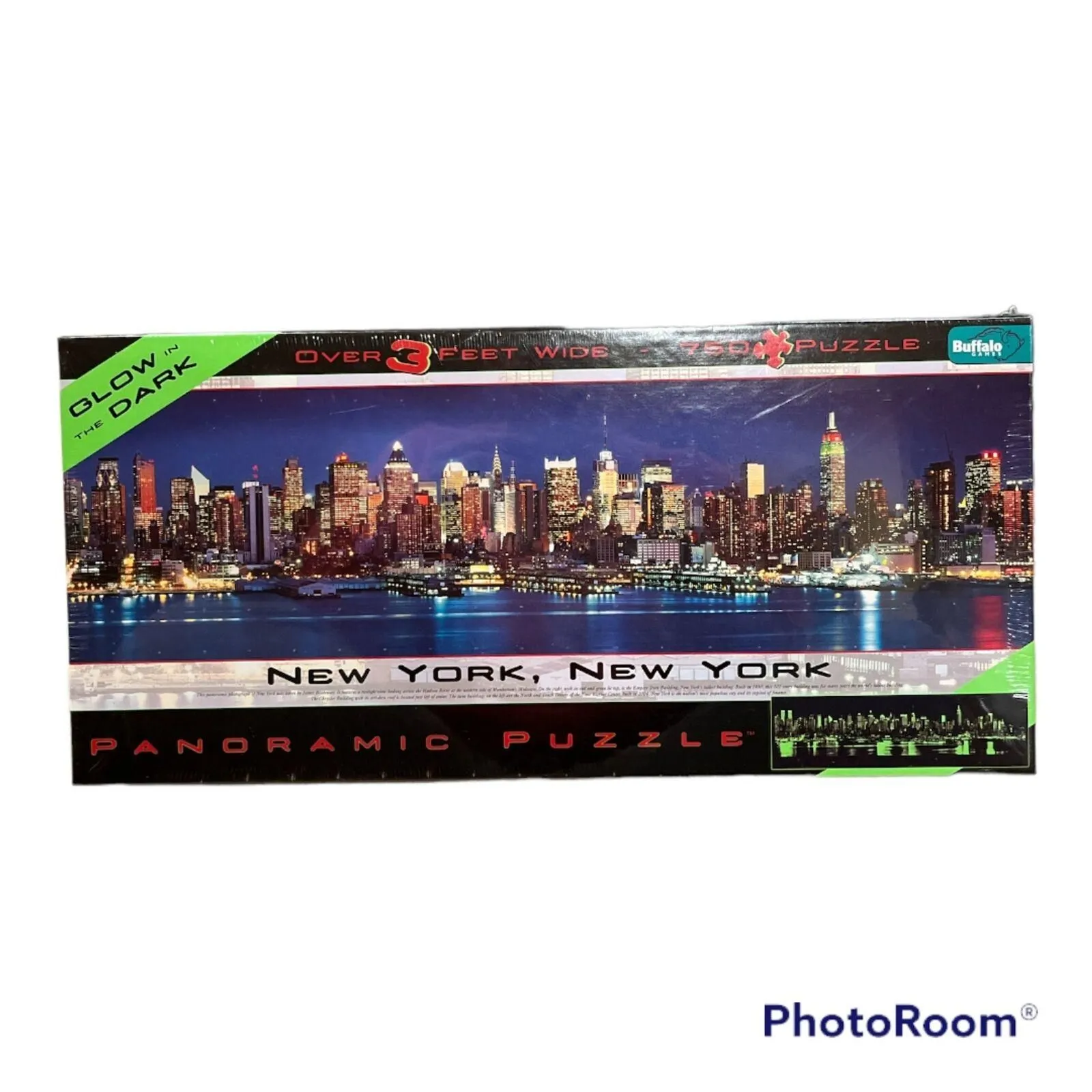 Product image for New York, New York - Glow in the Dark - Panoramic Jigsaw Puzzle NEW In Box