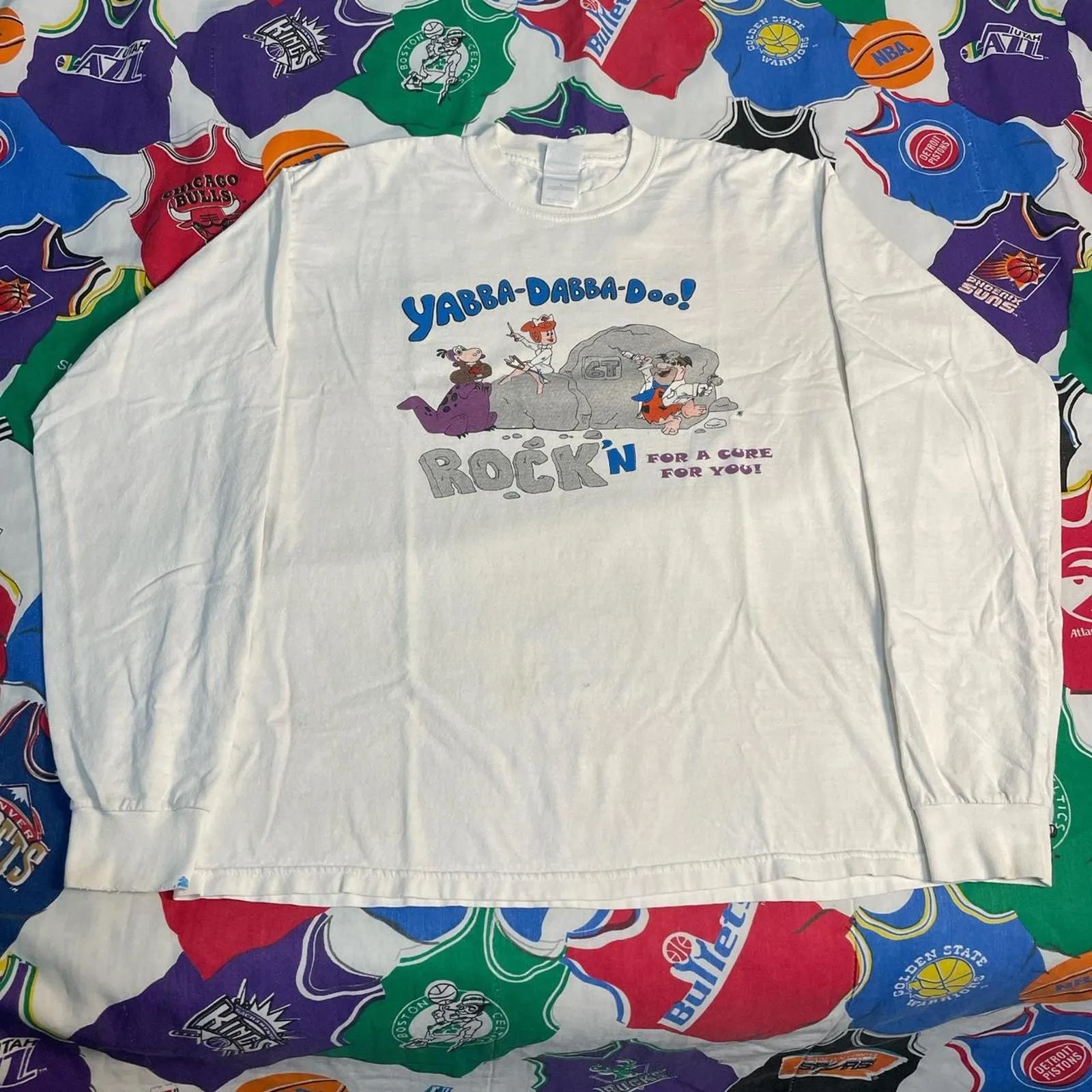 Product image for Vintage 1990s The Flintstones Hanna-Barbera Long Sleeve Tee - American Vintage