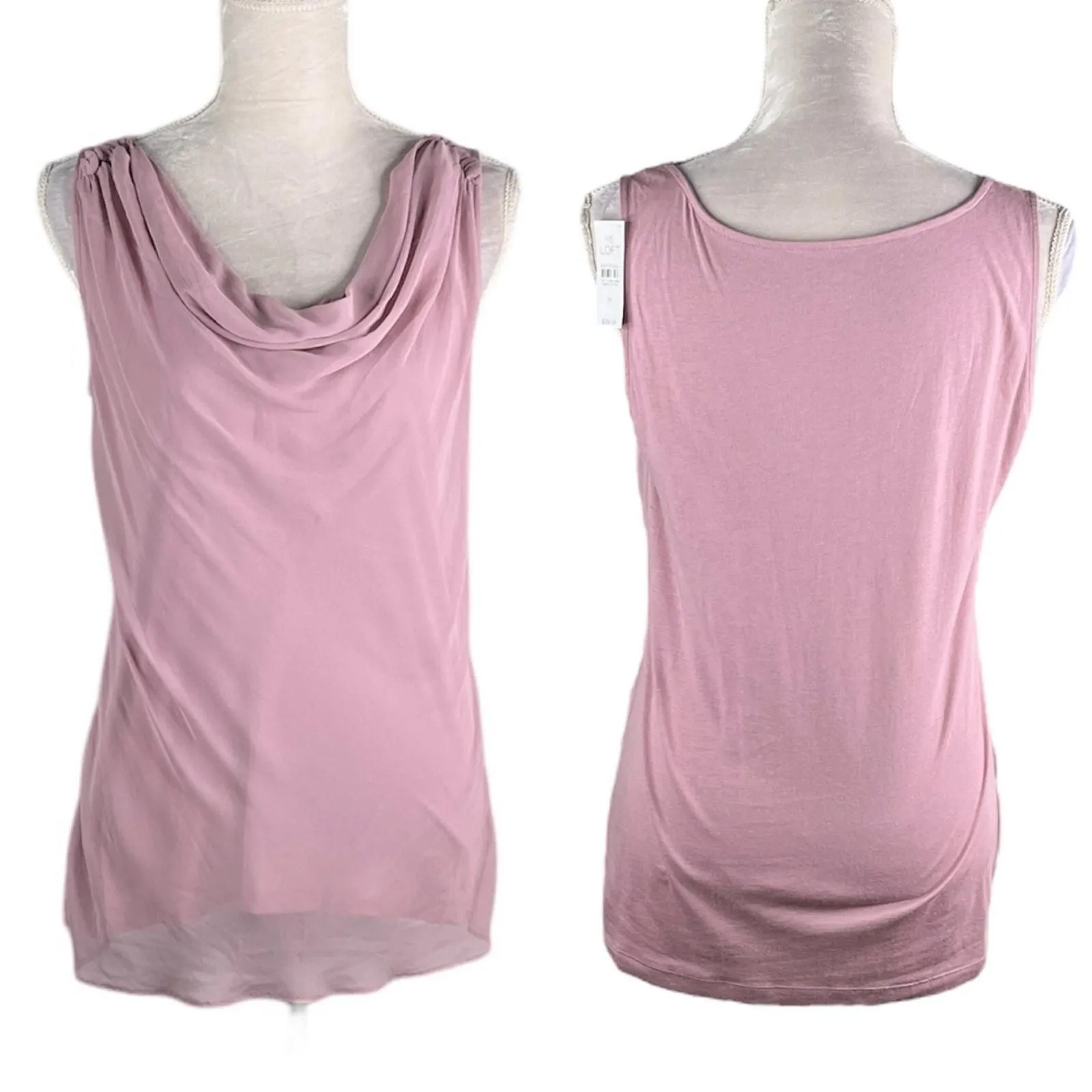 Product image for Loft Blouse Top Drape Neck Medium Lavender Sleeveless Overlay New - LOFT