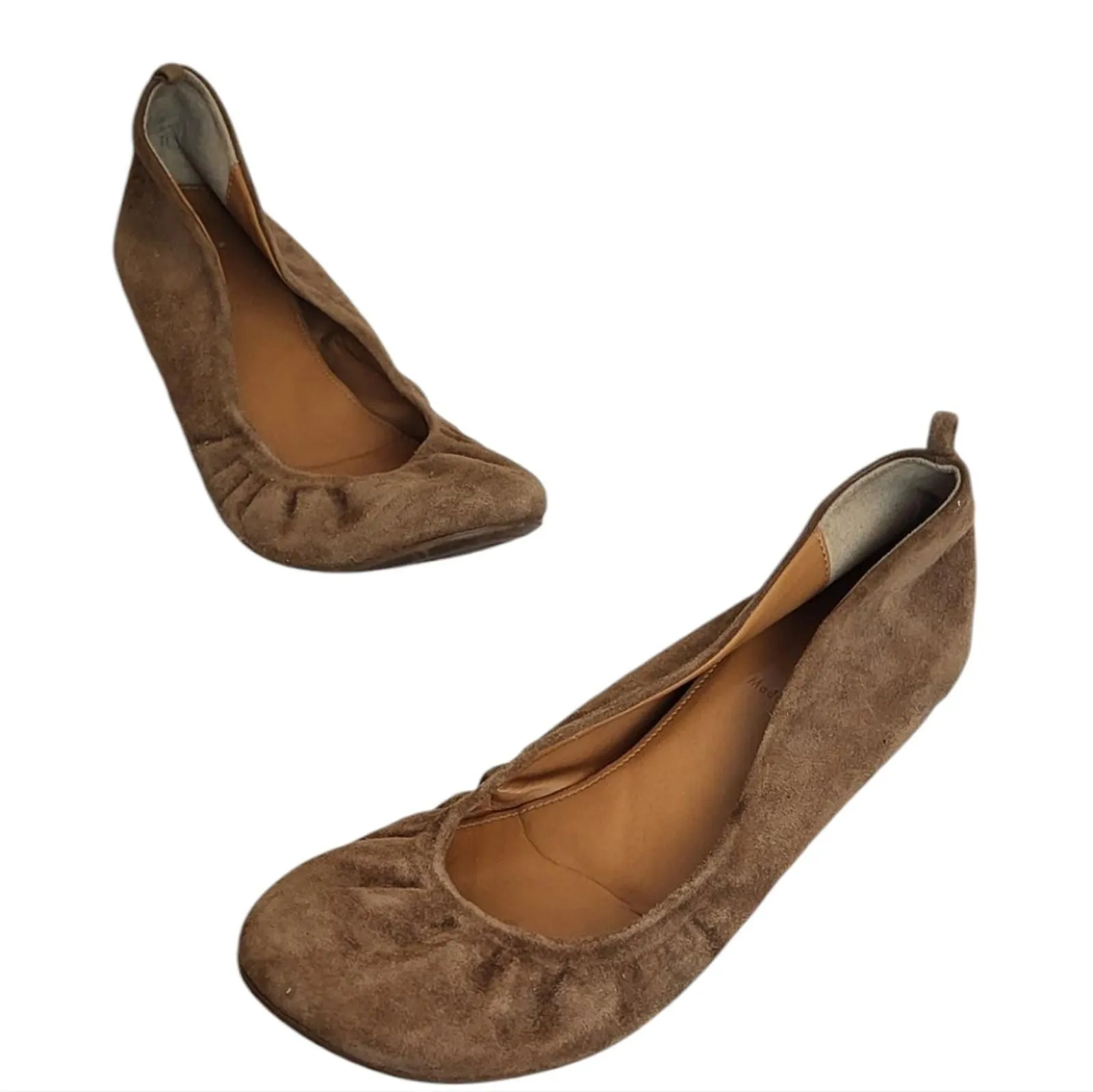 'Cece' Brown Suede Round Toe Slip On Crunch 46198 Ballet