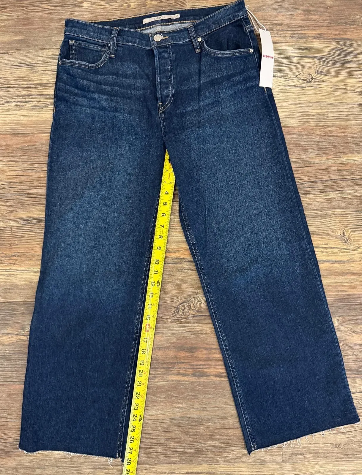 Product image for Hudson Jeans Rosie High-Rise WideLeg Non-Distressed Raw Hem. 29, Blue