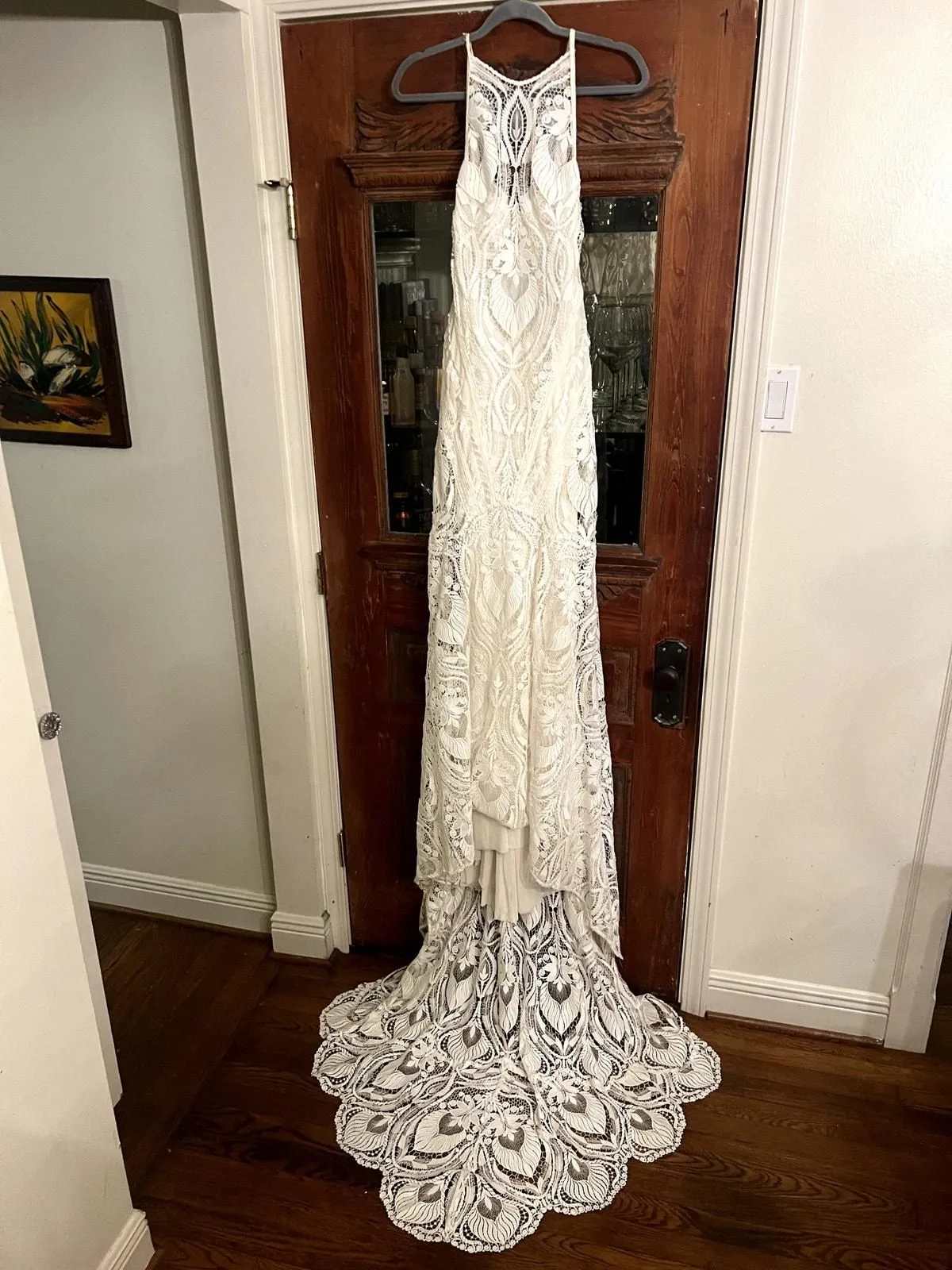 Product image for Rue De Seine Stargazer Boho White Lace Wedding Dress Epic Train - Small