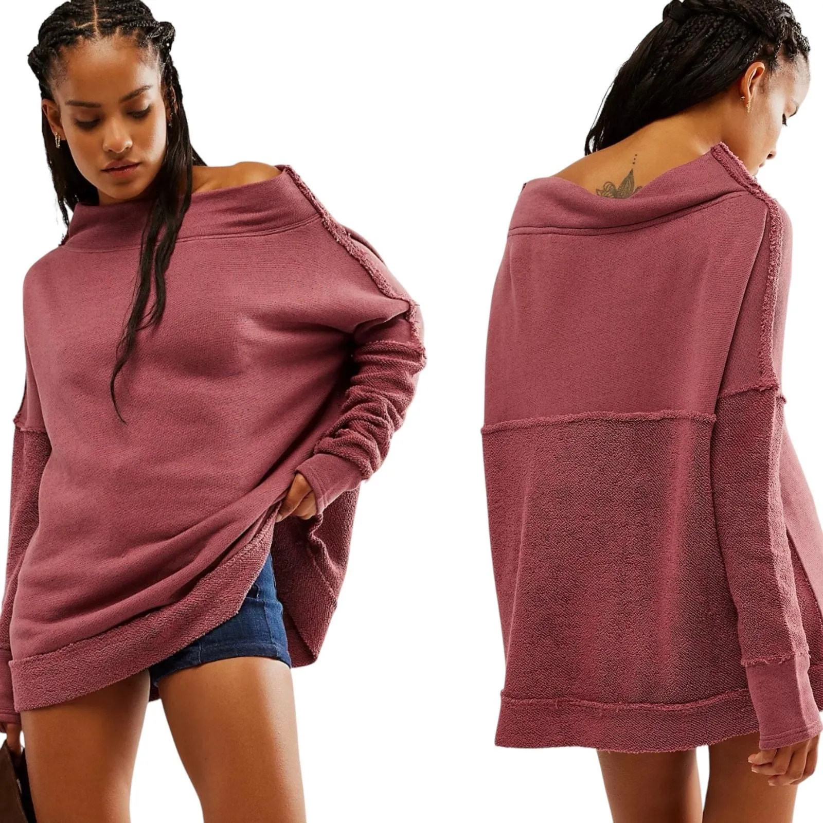 Product image for Free People Otto Slouchy Sweatshirt Tunic Oversized Jasper Rose M - Free People