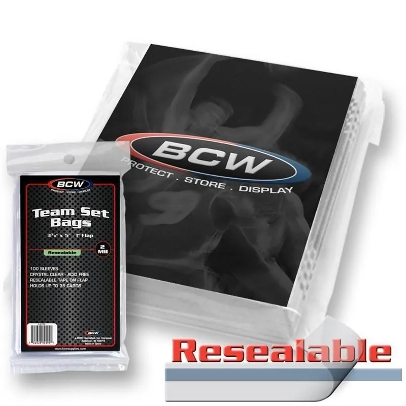 Product image for BCW Team Bags Resealable Sleeves 100ct