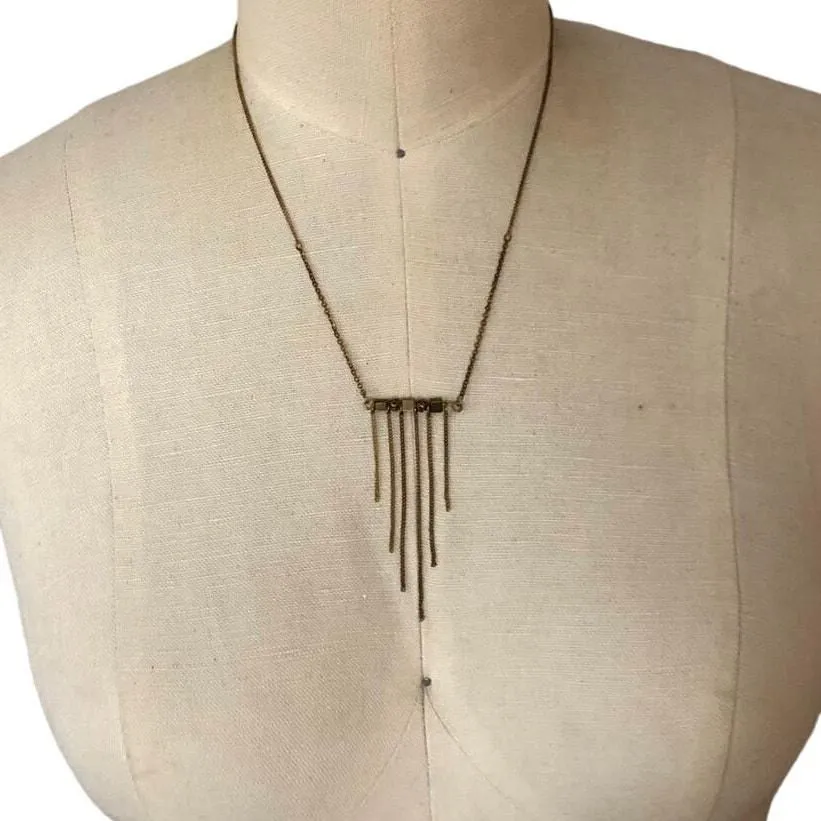 Product image for Artisan Dainty Brass Fringe Necklace