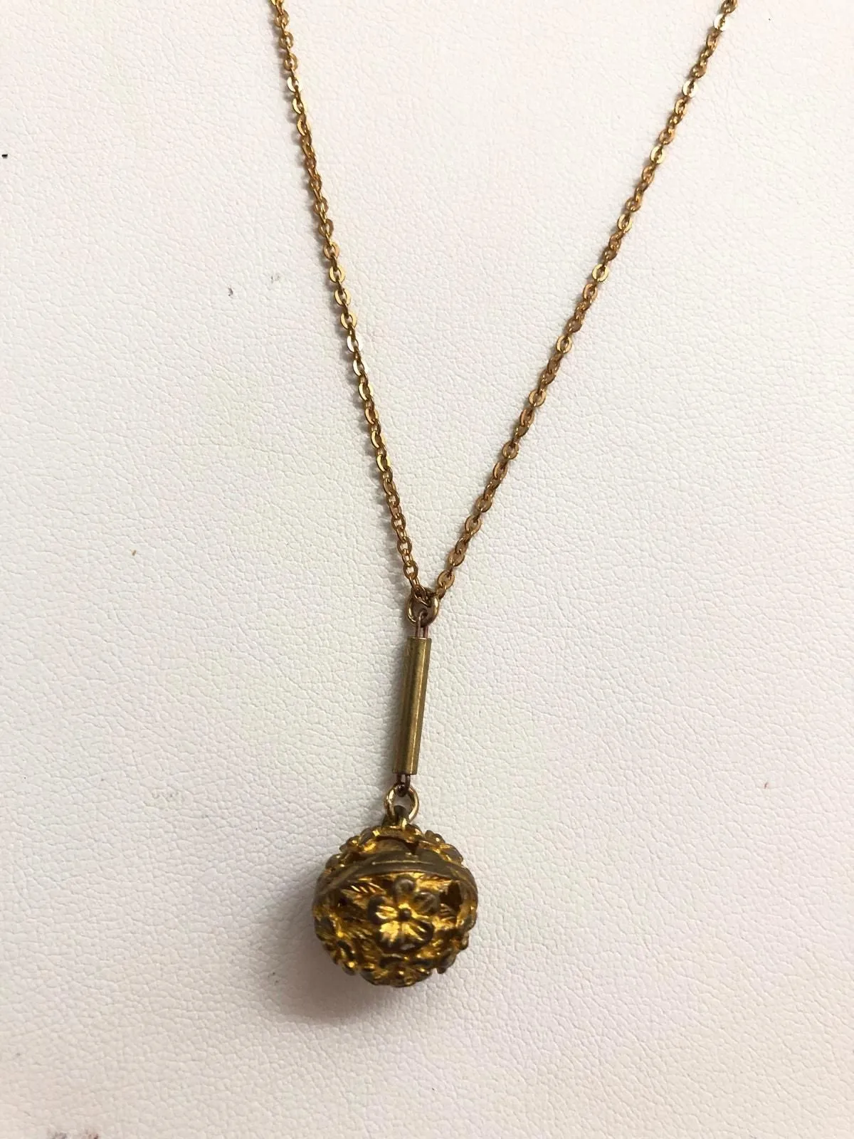 Product image for Artisan Brass Filigree Ball Charm Necklace