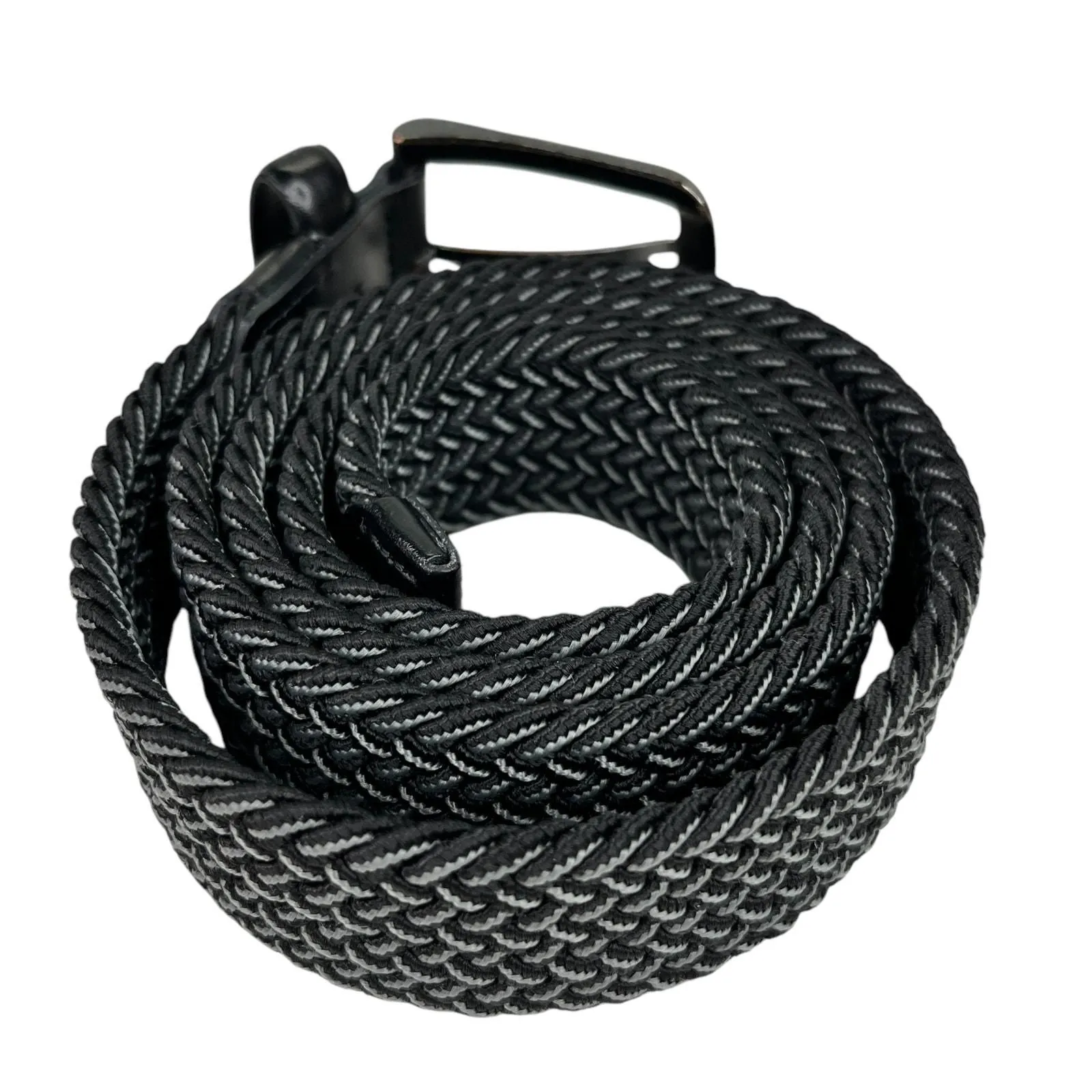 Product image for Penguin Belt Black Gray Braided Woven Stretch M 34-36