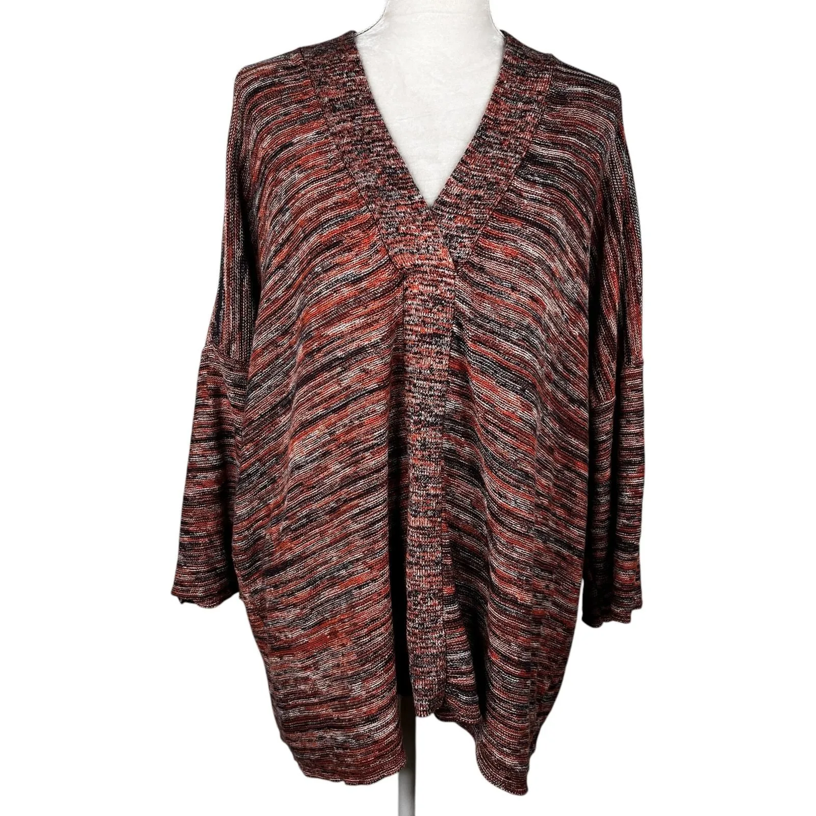 Product image for J Jill Pure Jill Marled Space Dye Oversized Sweater Kimono XL V-Neck - J Jill