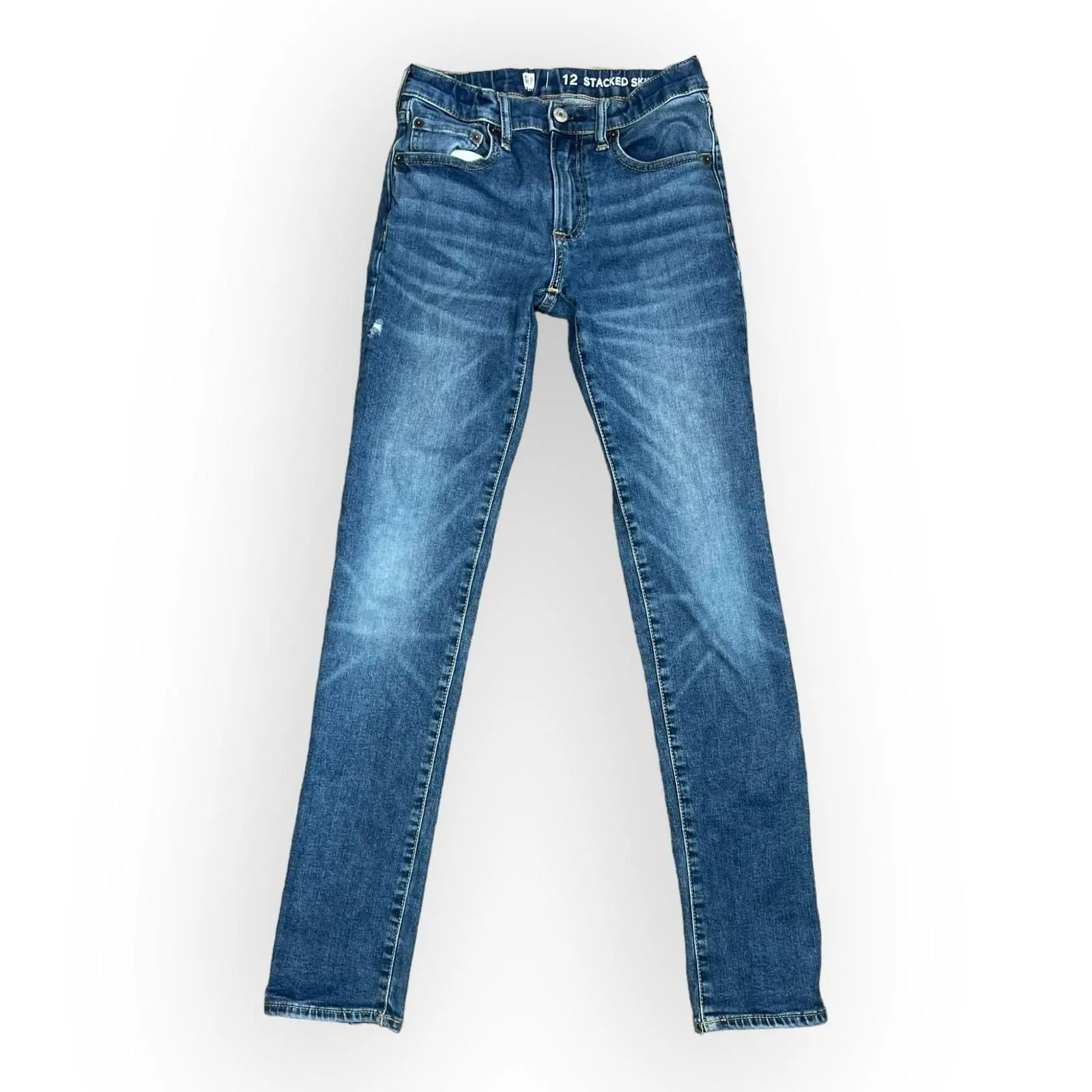Product image for Gap Boys Stacked Skinny Jeans Classic Mid Wash Stylish and Comfortable   - Gap