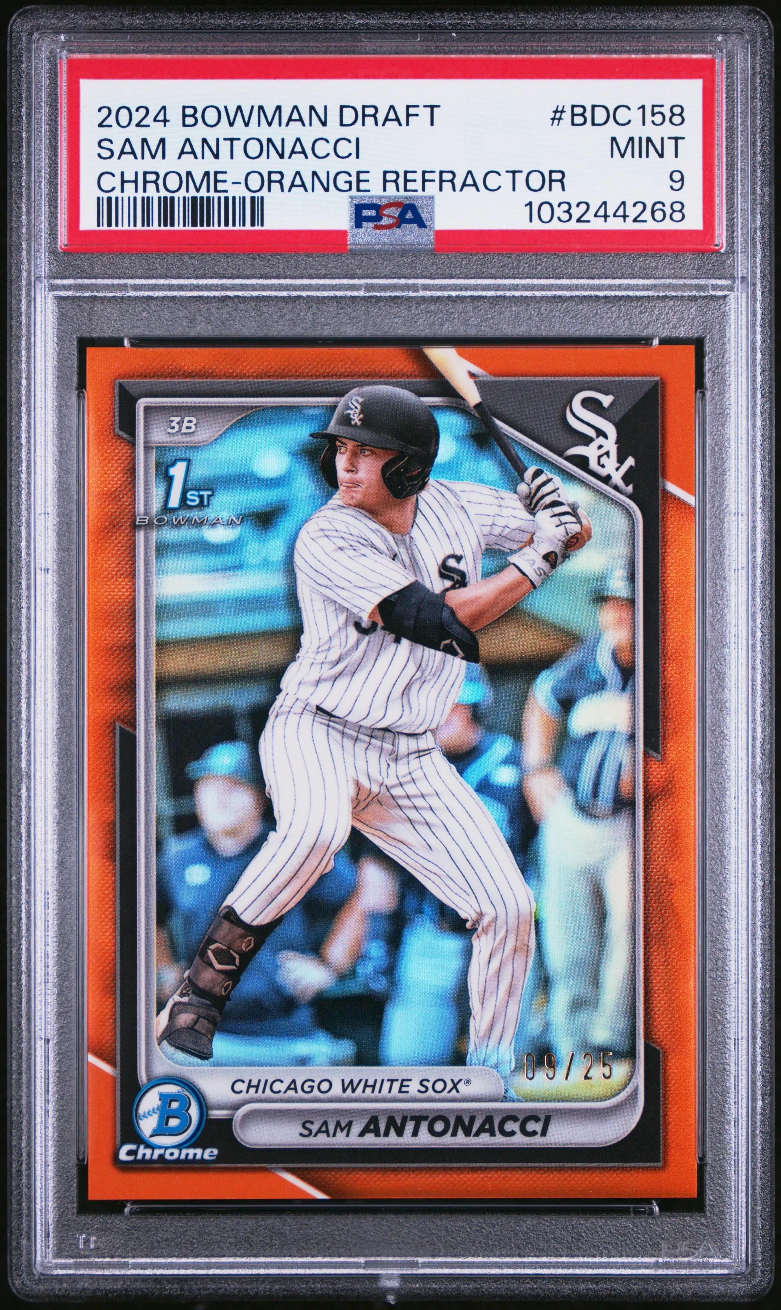 Product image for 2024 Bowman Draft Sam Antonacci Chrome Orange /25 Chicago White Sox PSA 9 - 2024 - Baseball - BDC158 - /25 - Major League (MLB) - Bowman - Sam Antonacci - 2024 Bowman Draft - Chicago White Sox - 2
