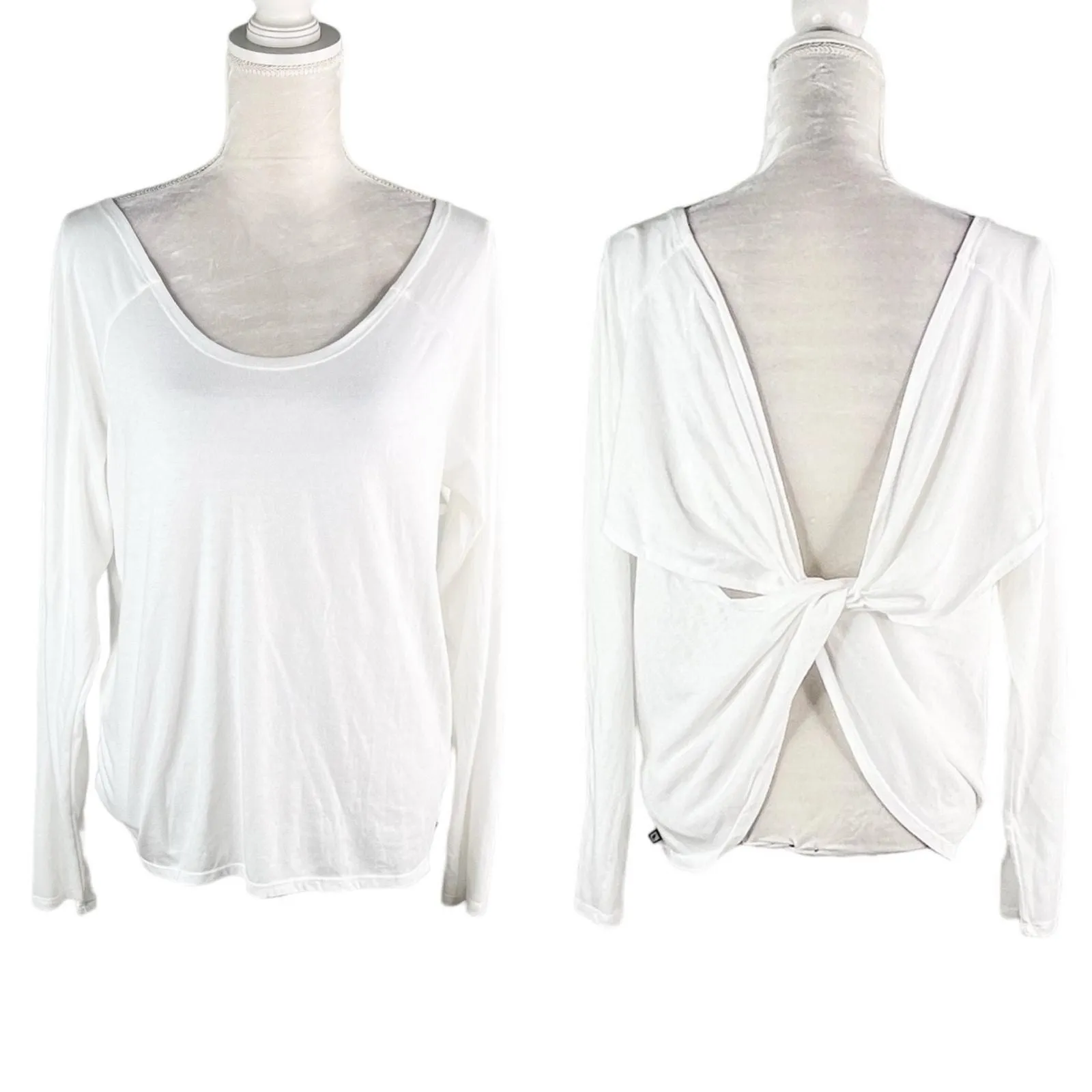 Product image for Fabletics Aviana Top White XL Long Sleeve Twist Back Detail Relaxed New - Fabletics