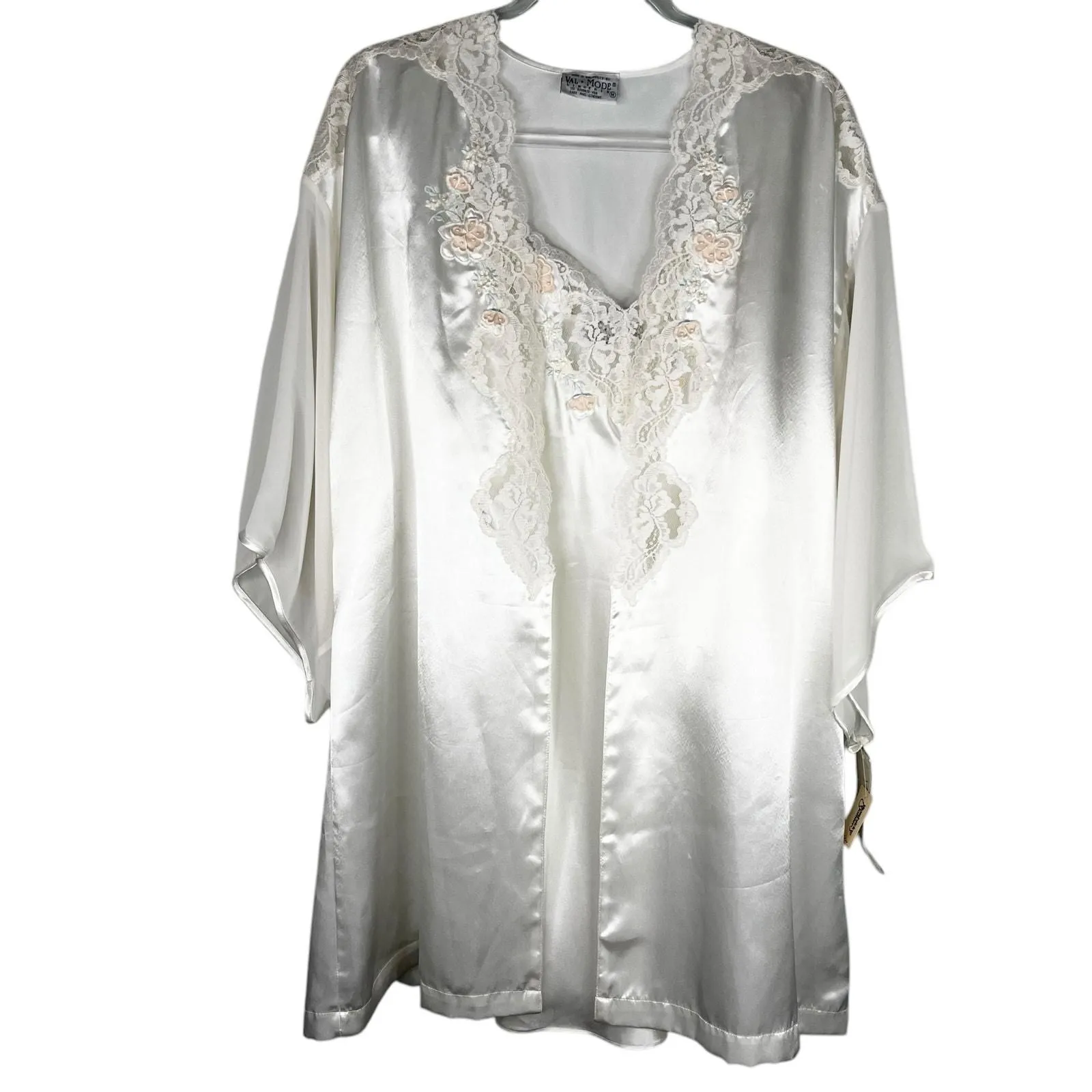 Product image for Val Mode Vintage Two Piece Lingerie Wedding M/L Nightgown Robe Lace New - Val Mode