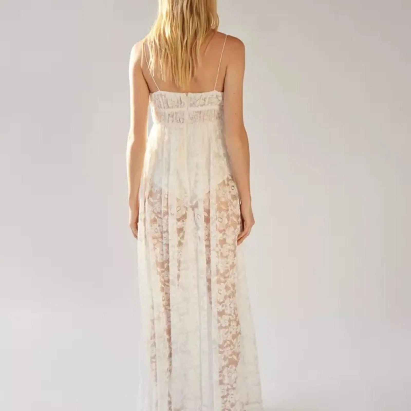 fitted lace wedding dress Amazon.com: For Love & Lemons Women's Mayfair Maxi Dress, White, L :  Clothing, Shoes & Jewelry main image 0