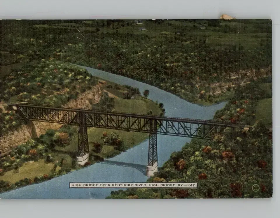 Product image for High Bridge Over Kentucky River,High River Ky - Vintage 1930's Postcard Unposted