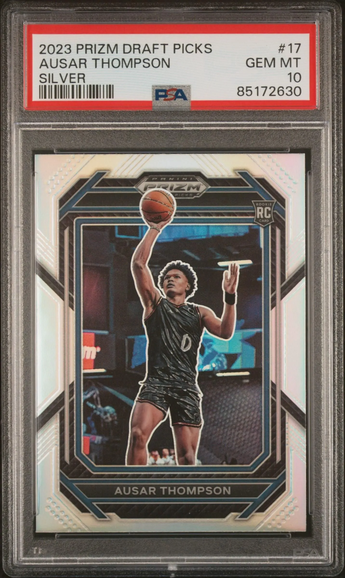 Product image for 2023 Panini Prizm Draft Picks Ausar Thompson #17 Silver PSA 10 - 2023 - Basketball - 17 - Panini - Ausar Thompson - 2023 Panini Prizm Draft Picks - 11 - 0 - Silver - Yes