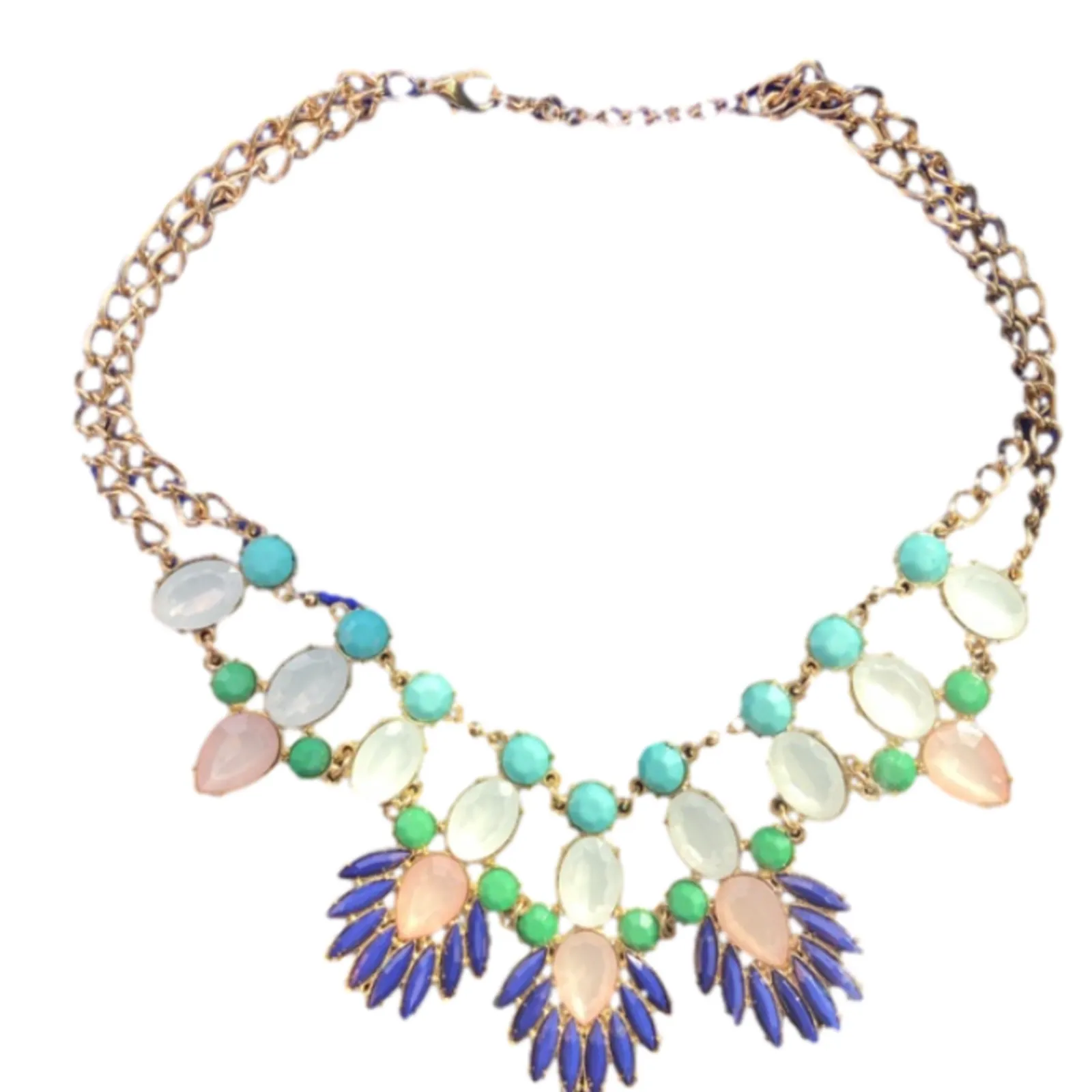 Product image for Statement necklace pink, turquoise green accents