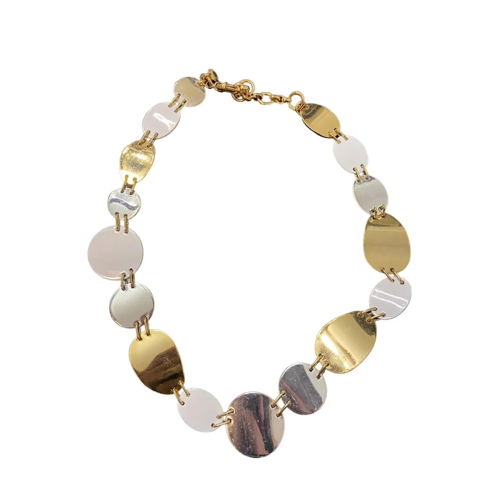 Product image for J crew oval and circle necklace gold and silver