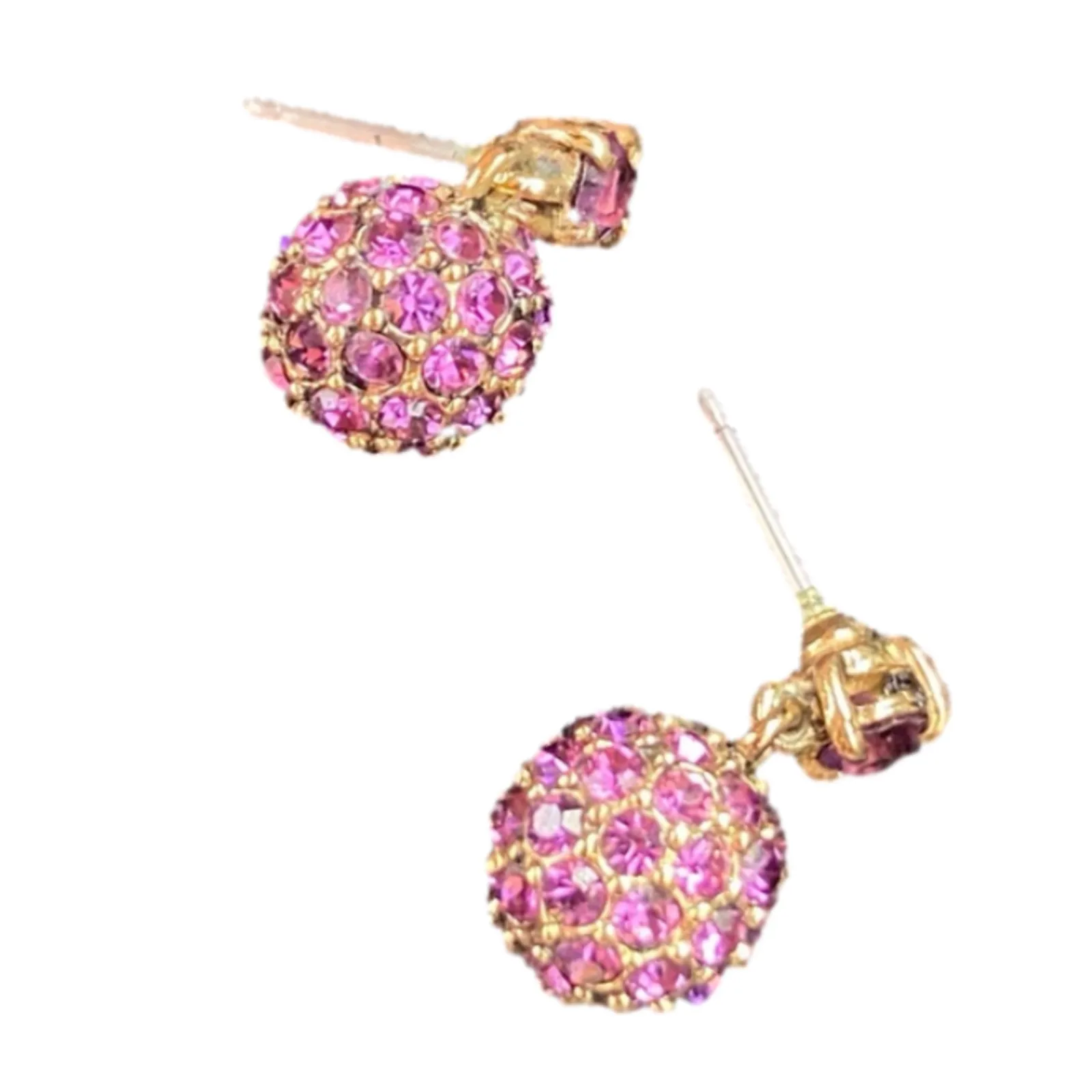 Product image for Rhinestone ball earrings pink