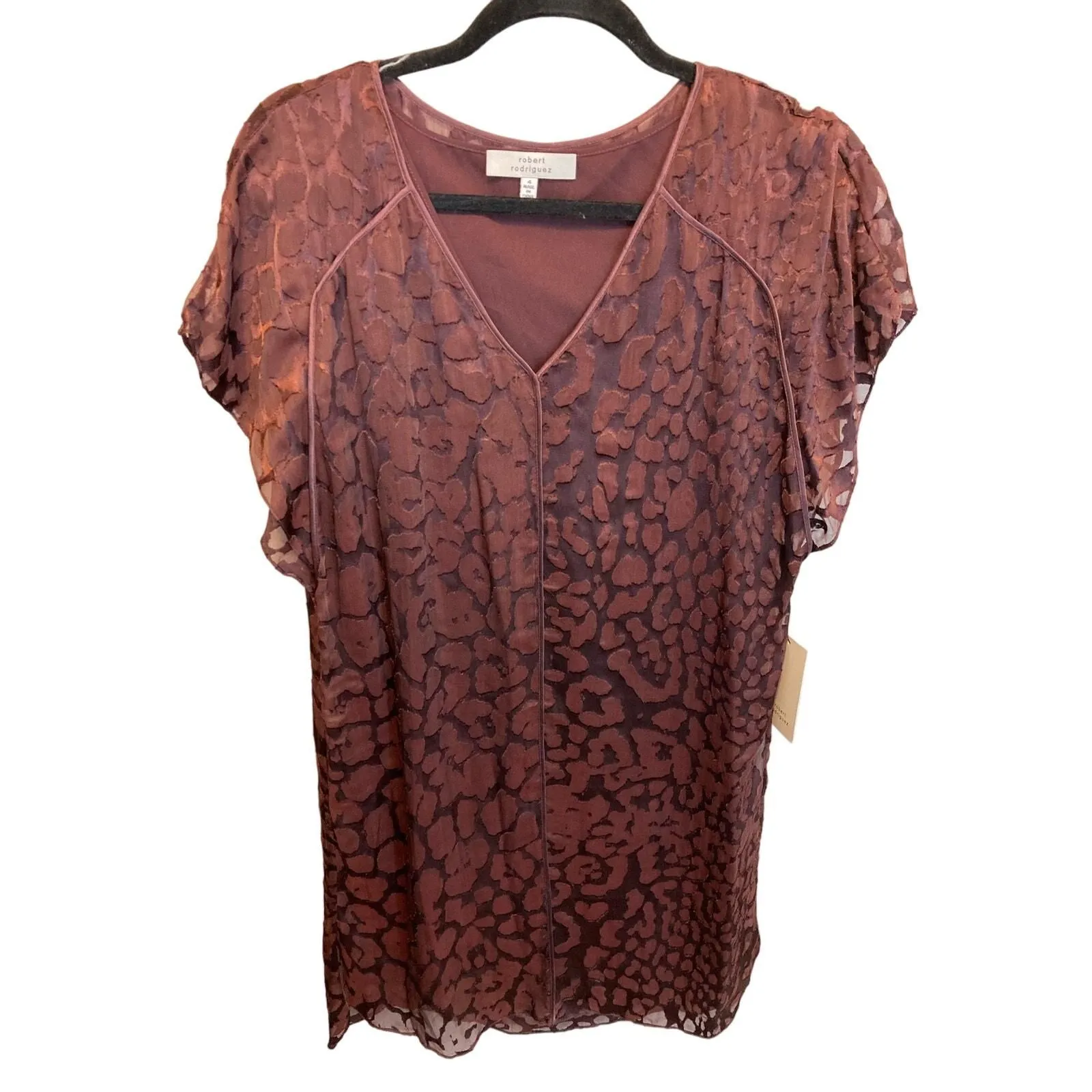 Product image for Robert Rodriguez Cheetah Print Maroon Lightweight Dress NEW Size 4 - Robert Rodriguez