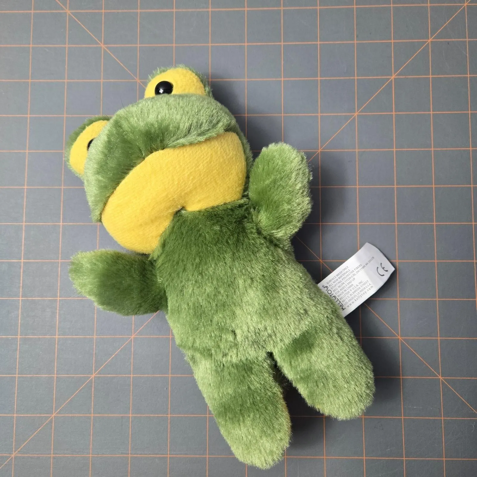 Product image for Kellytoy Green Frog Soft Plush Stuffed Animal 2019 Missing Mouth READ - used