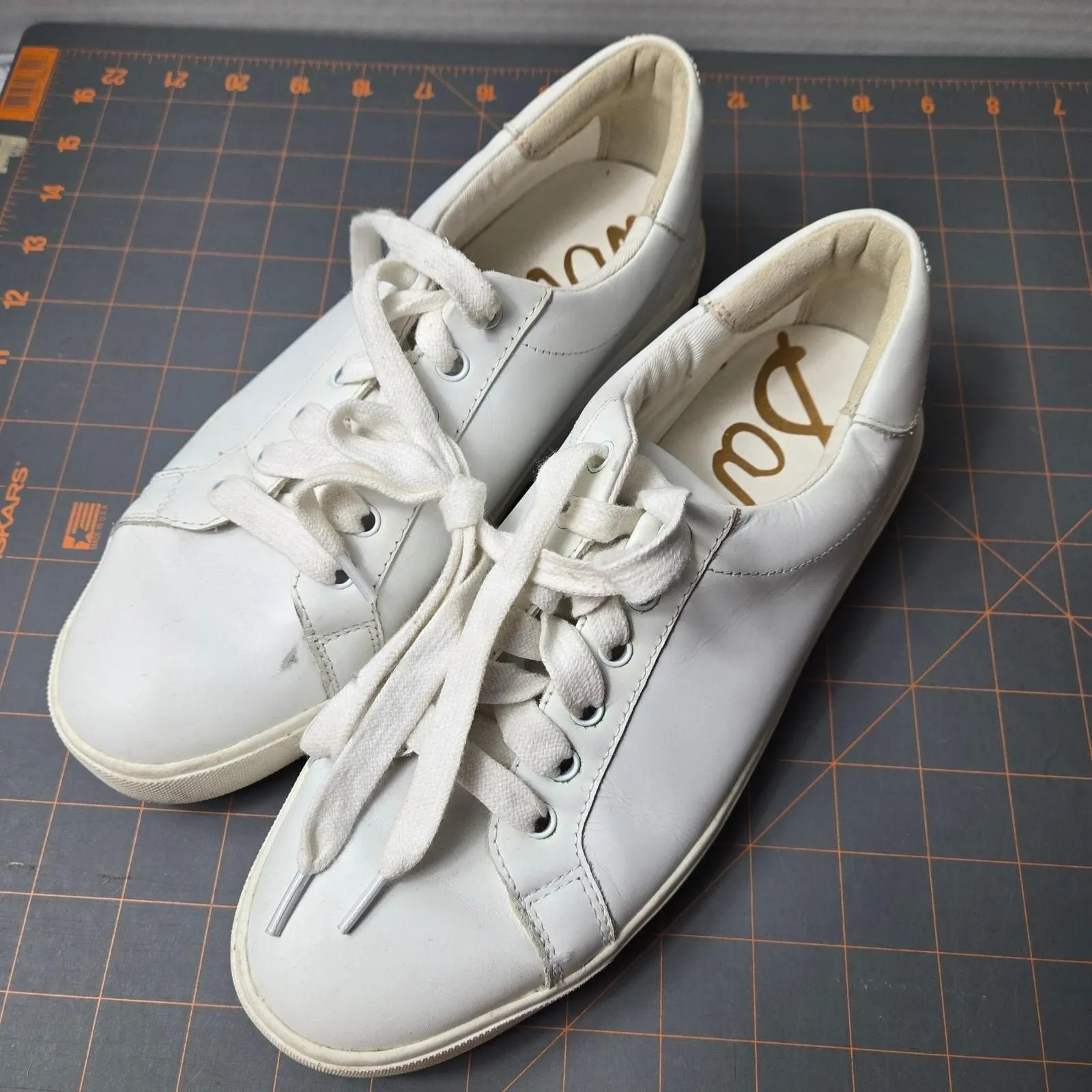 Product image for Sam Edelman Ethyl White Leather Sneaker Lace-up size 8.5M FLAW - used - Sam Edelman