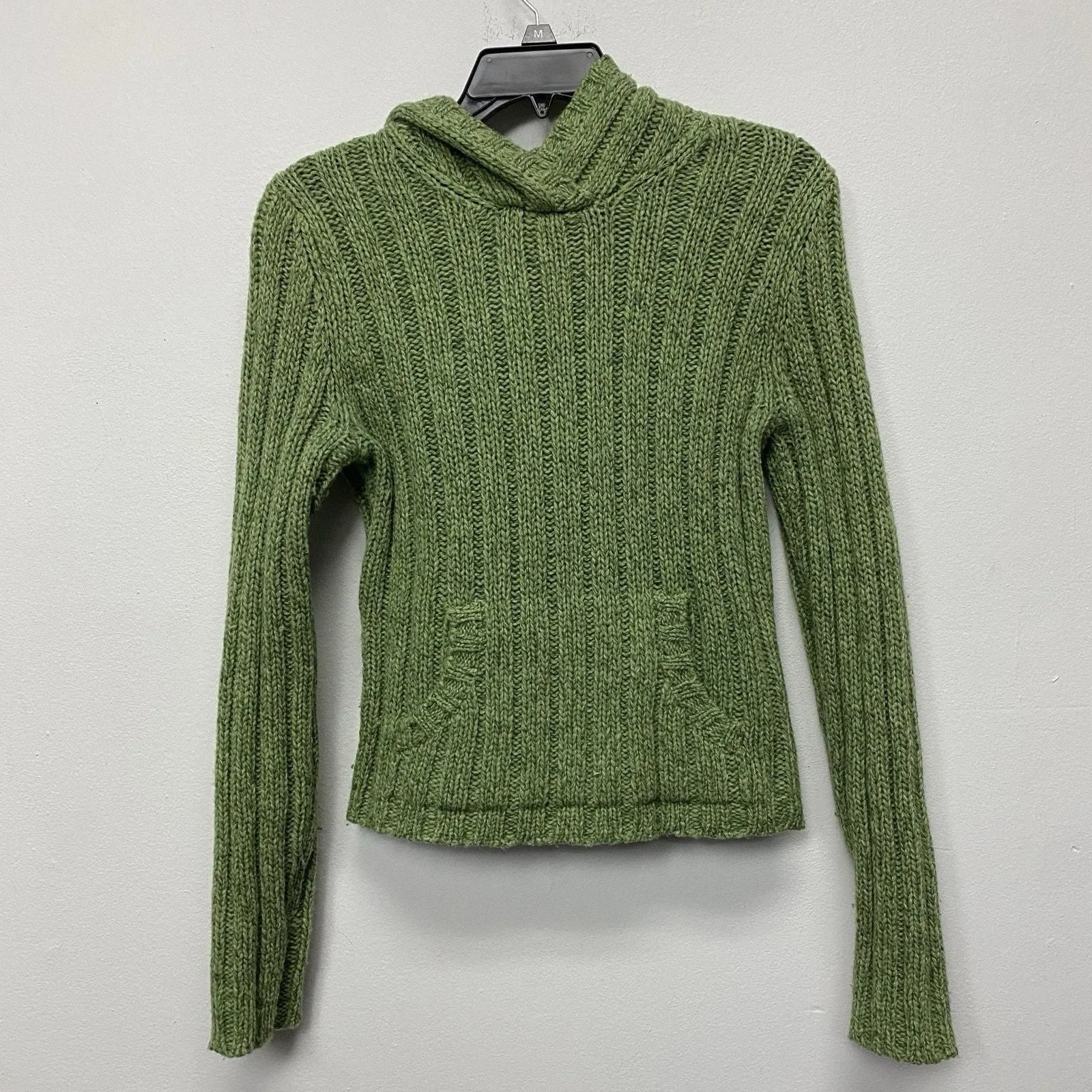 Product image for Abercrombie & Fitch Cream Wool Blend Women M Hooded Fisherman Cable Knit Sweater - Sweaters - pre-owned---excellent - Abercrombie & Fitch