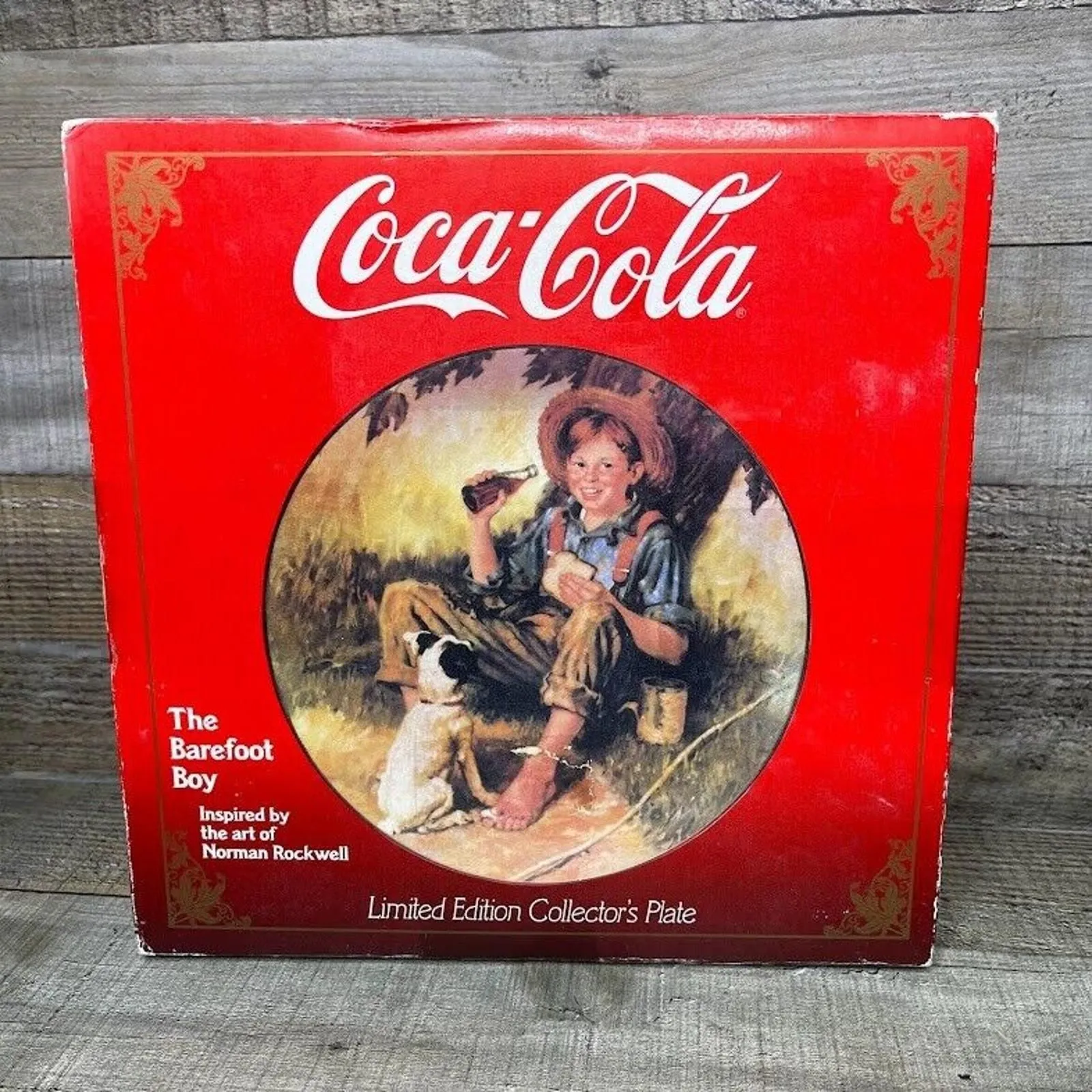 Product image for Coca Cola Collector's Plate The Barefoot Boy Norman Rockwell's