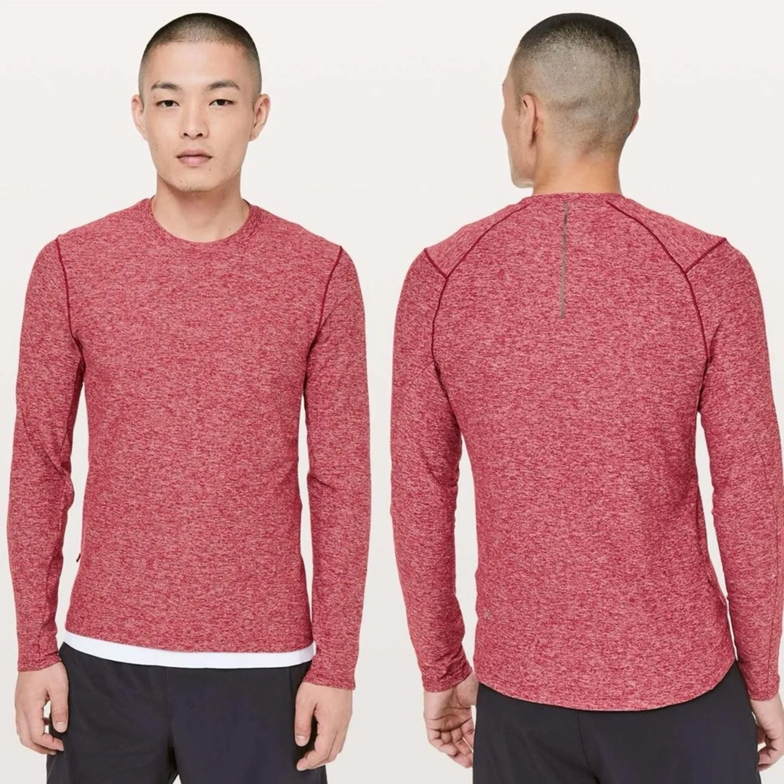 Product image for Lululemon Surge Warm Long Sleeve in Heathered Dark Sport Red Medium - pre-owned---good - lululemon athletica