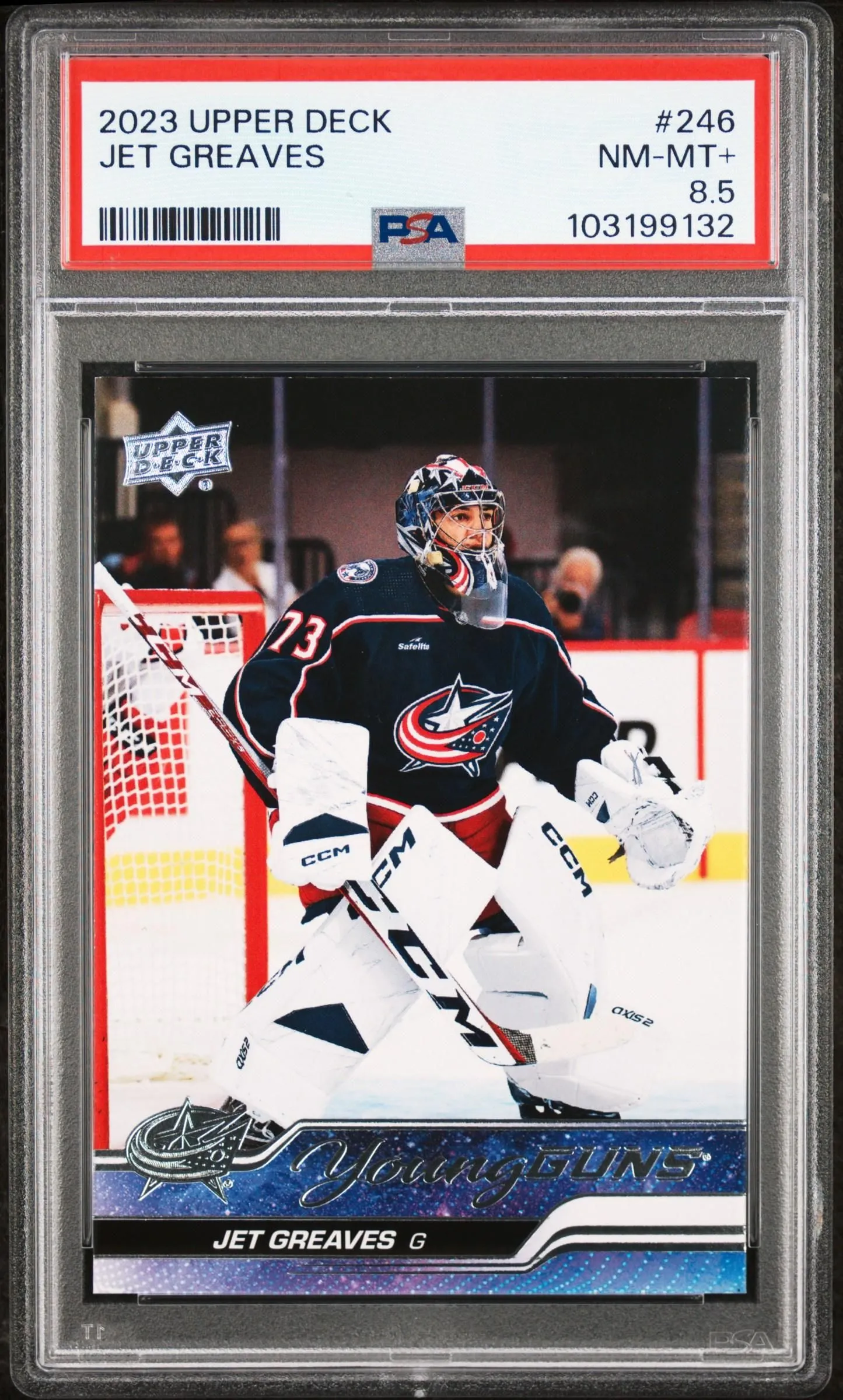 Product image for Jet Greaves 2023-24 UD Young Guns YG Rookie #246 PSA 8.5 - Yes - 2023 - 103199132 - 8.5 - Hockey - Professional Sports Authenticator (PSA) - 246 - 2023-24 UD - Jet Greaves - Young Guns YG Rookie