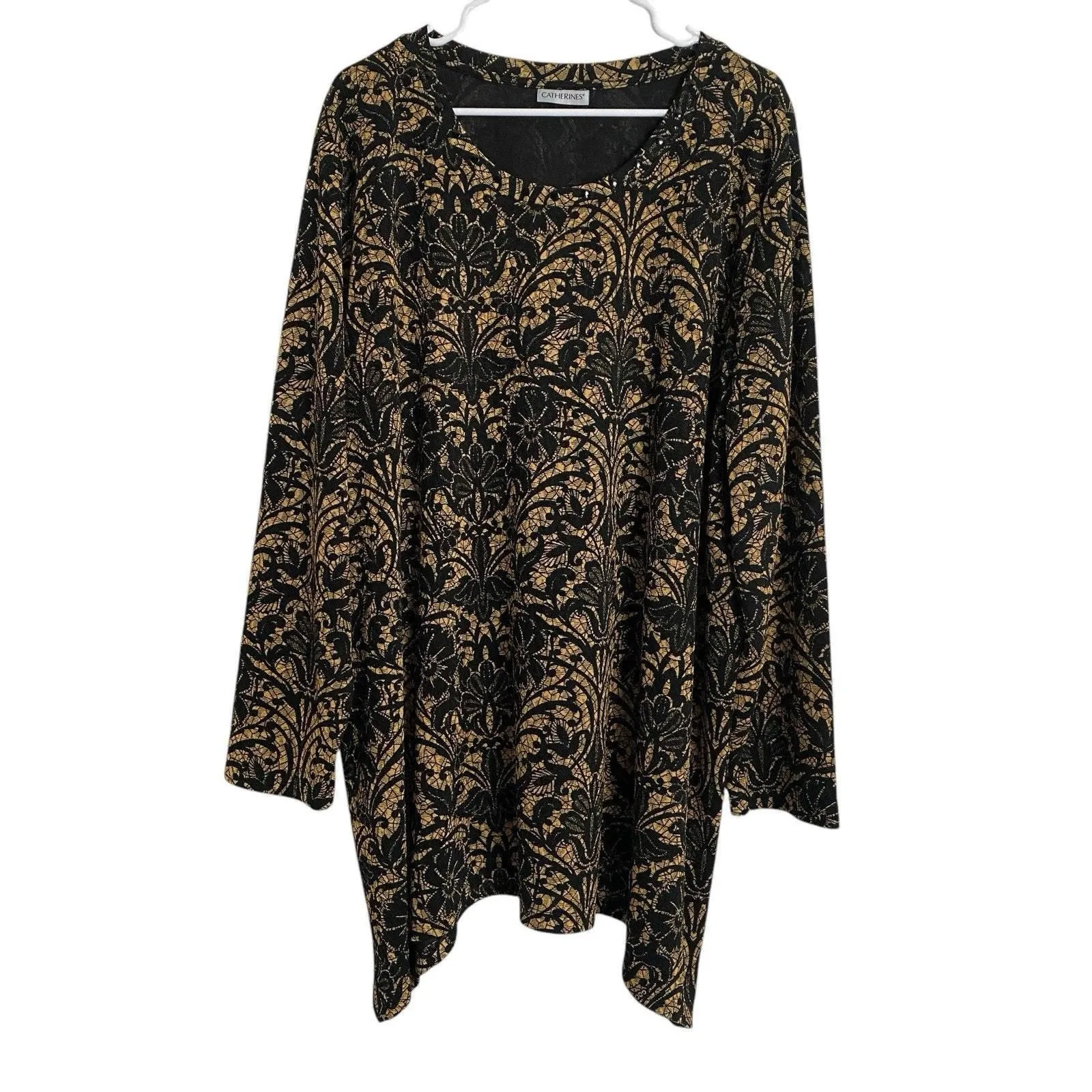 Product image for Catherines Women’s Plus Size 3X 26/28 Gold Black Blouse Top Two Point Tunic Glam - Tops - pre-owned---excellent - Catherines